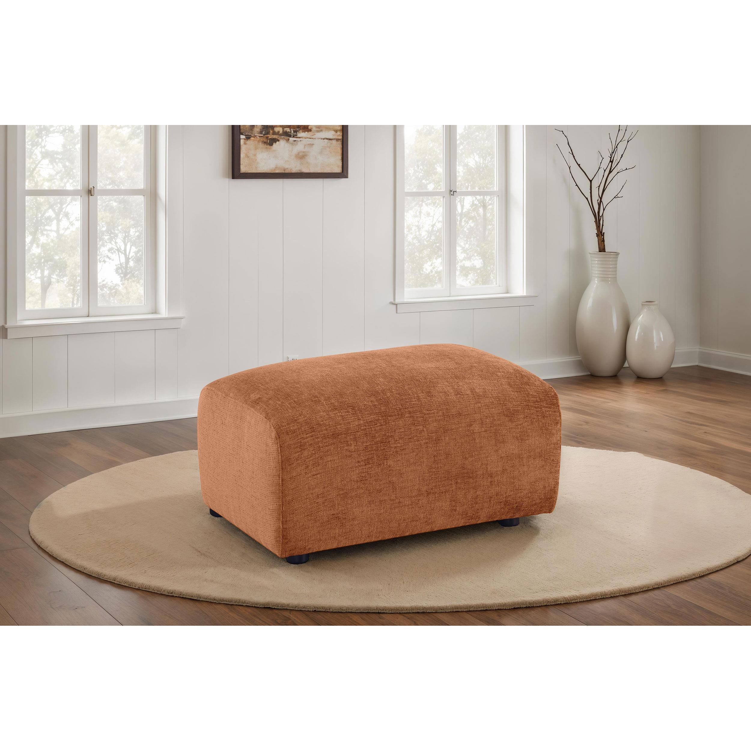  Coaster Furniture Burnett 504954 Chenille Upholstered Ottoman - Burnt Orange IMAGE 3