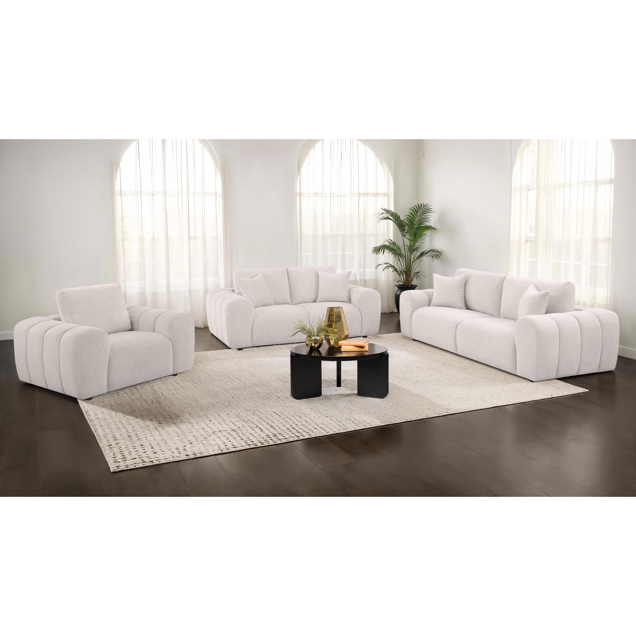  Coaster Furniture Burnett 504955 Chenille Upholstered Wide Arm Sofa - Ivory IMAGE 12