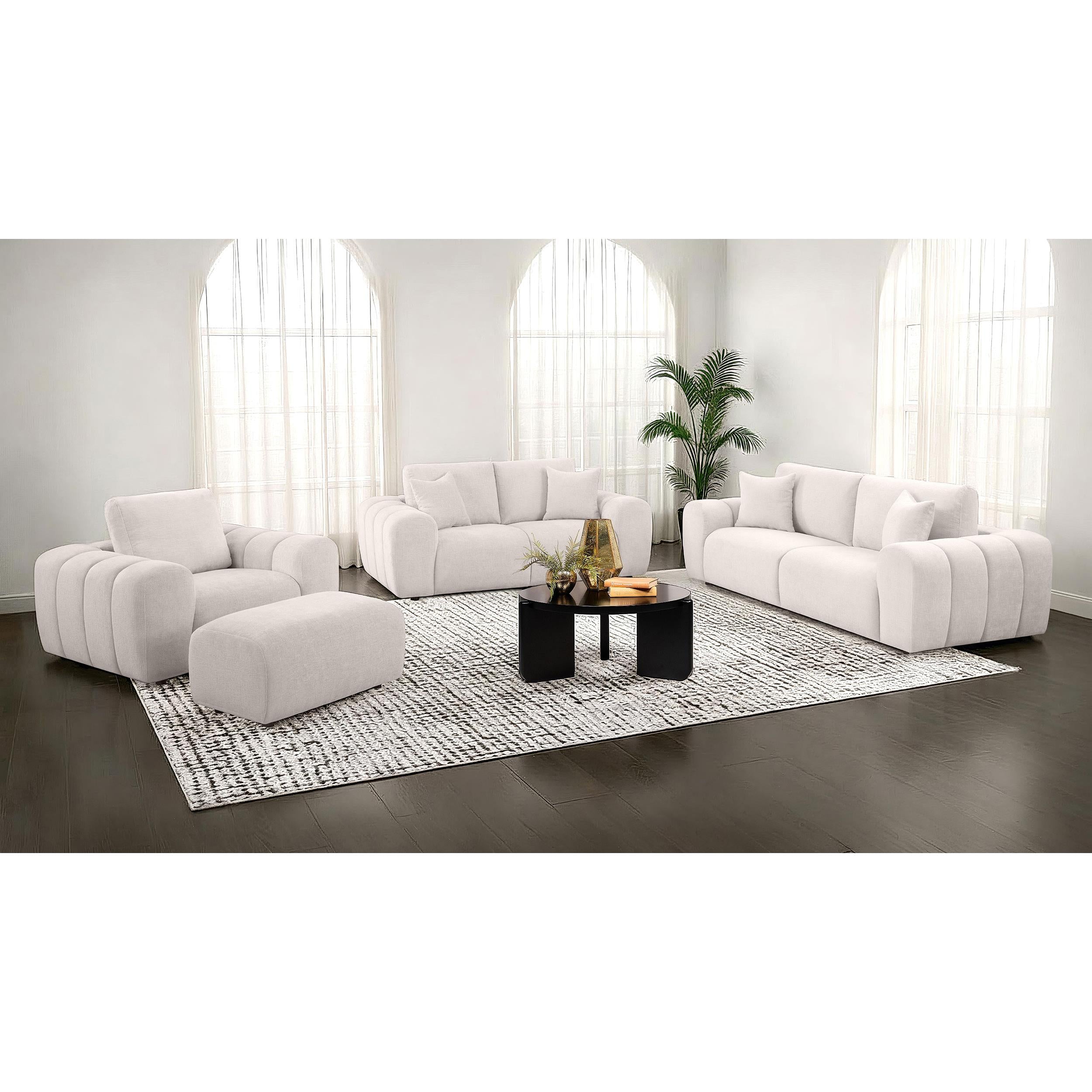  Coaster Furniture Burnett 504955 Chenille Upholstered Wide Arm Sofa - Ivory IMAGE 13