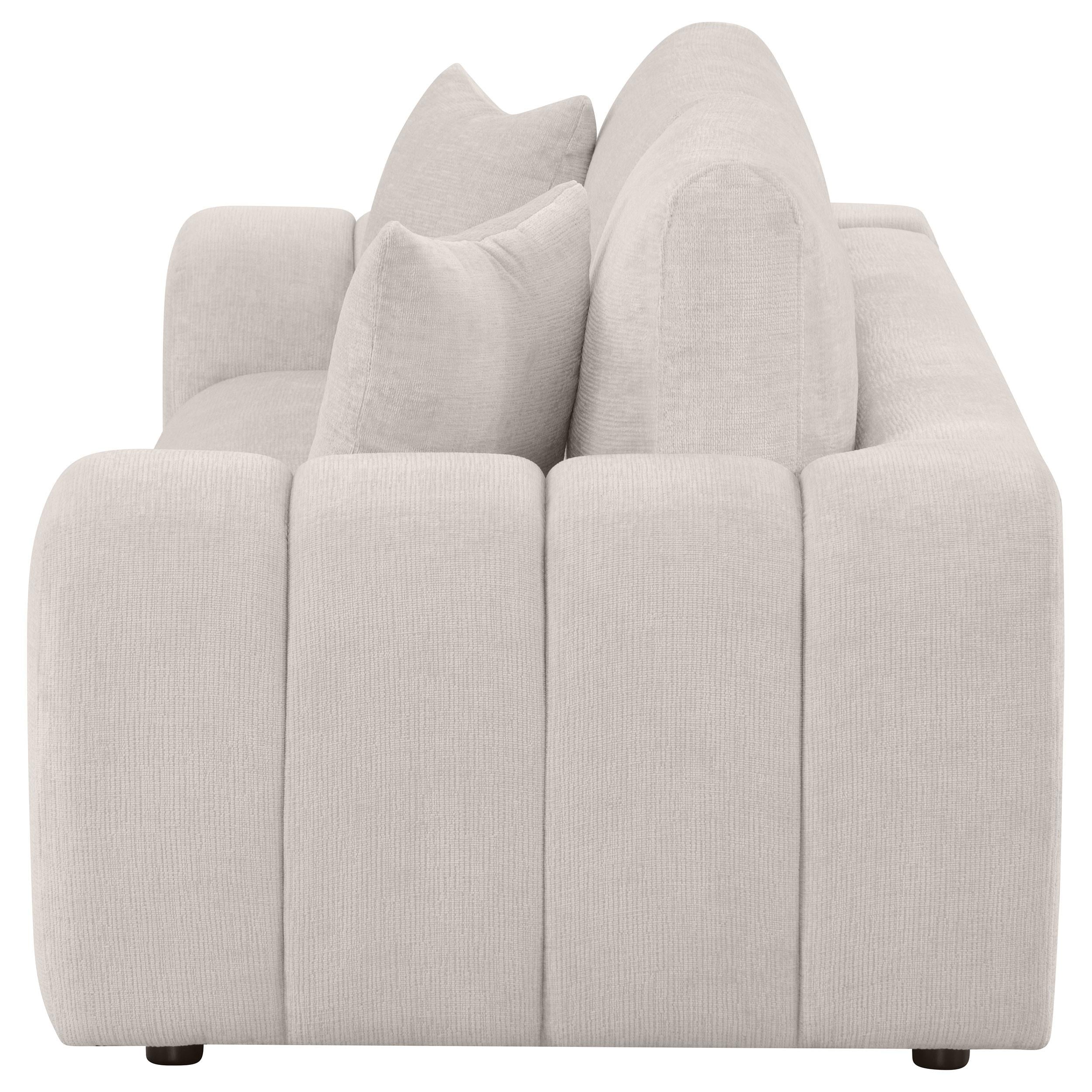  Coaster Furniture Burnett 504955 Chenille Upholstered Wide Arm Sofa - Ivory IMAGE 2