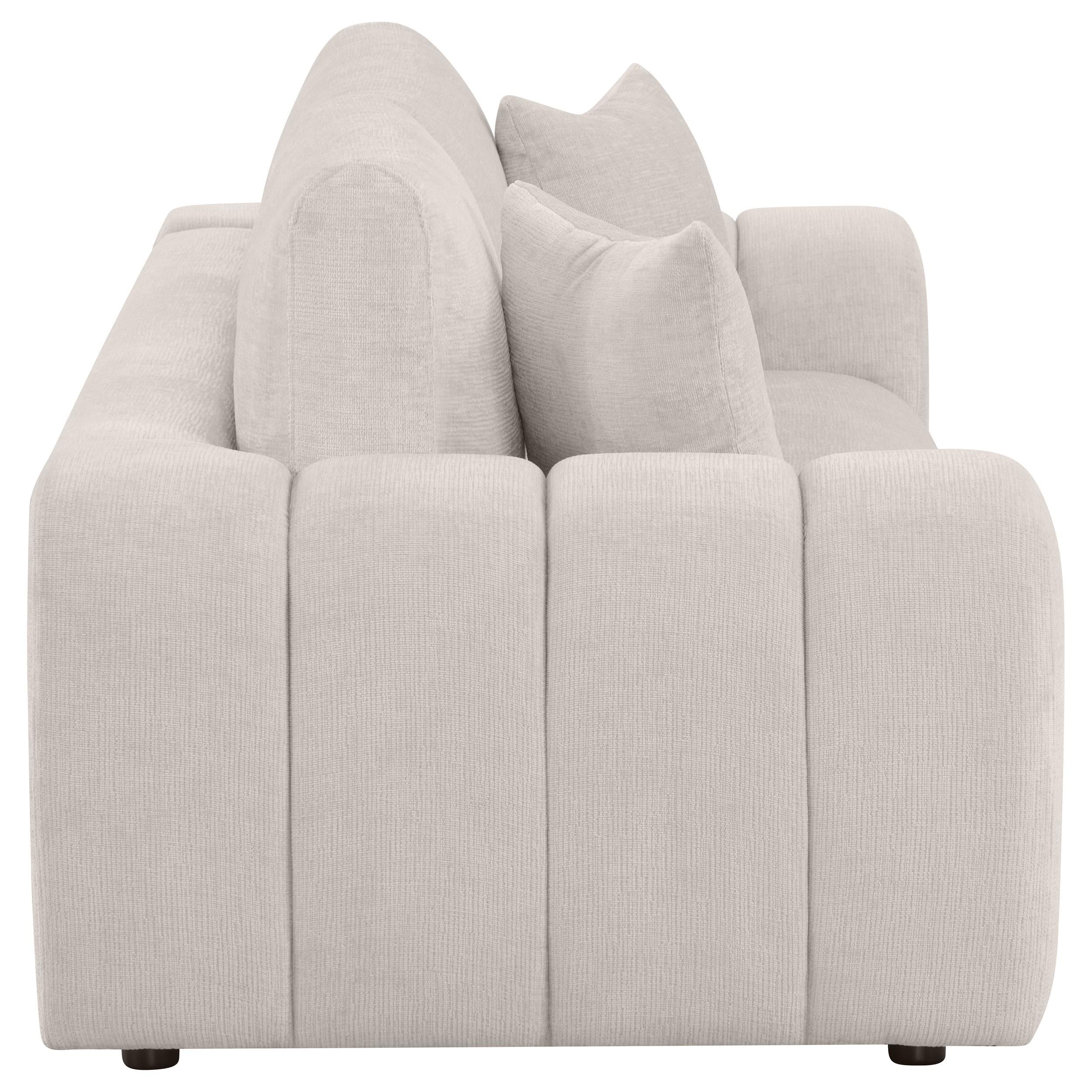  Coaster Furniture Burnett 504955 Chenille Upholstered Wide Arm Sofa - Ivory IMAGE 9