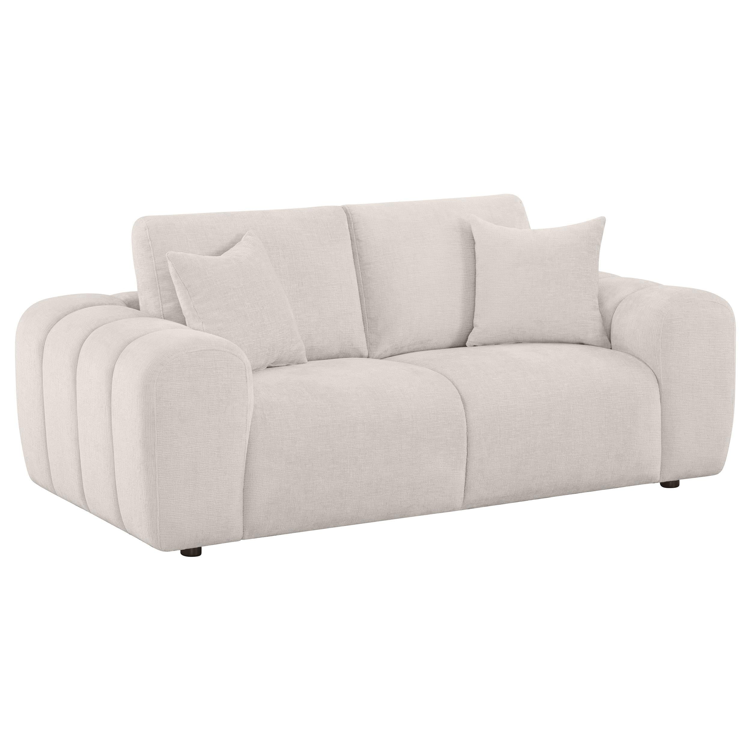  Coaster Furniture Burnett 504956 Chenille Upholstered Wide Arm Loveseat - Ivory IMAGE 1