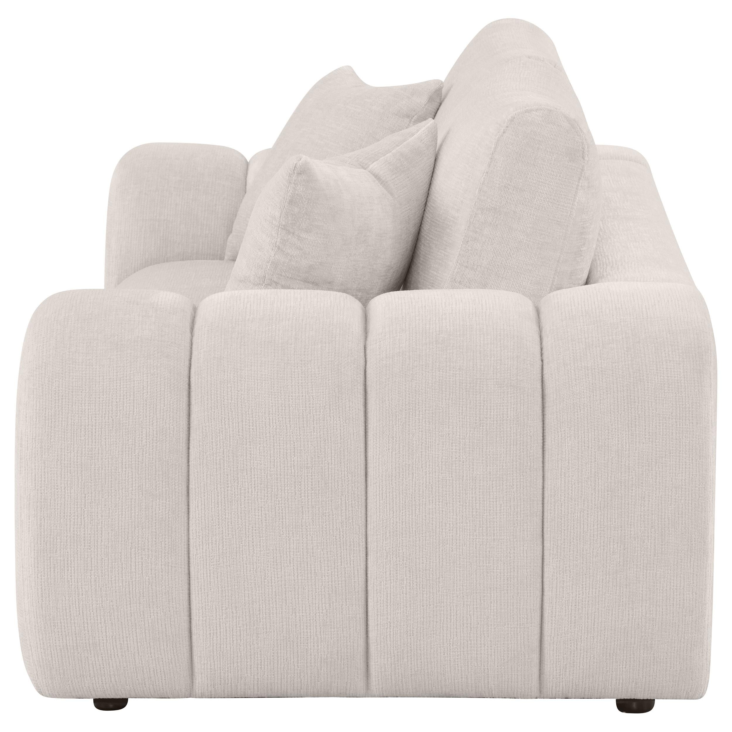  Coaster Furniture Burnett 504956 Chenille Upholstered Wide Arm Loveseat - Ivory IMAGE 3