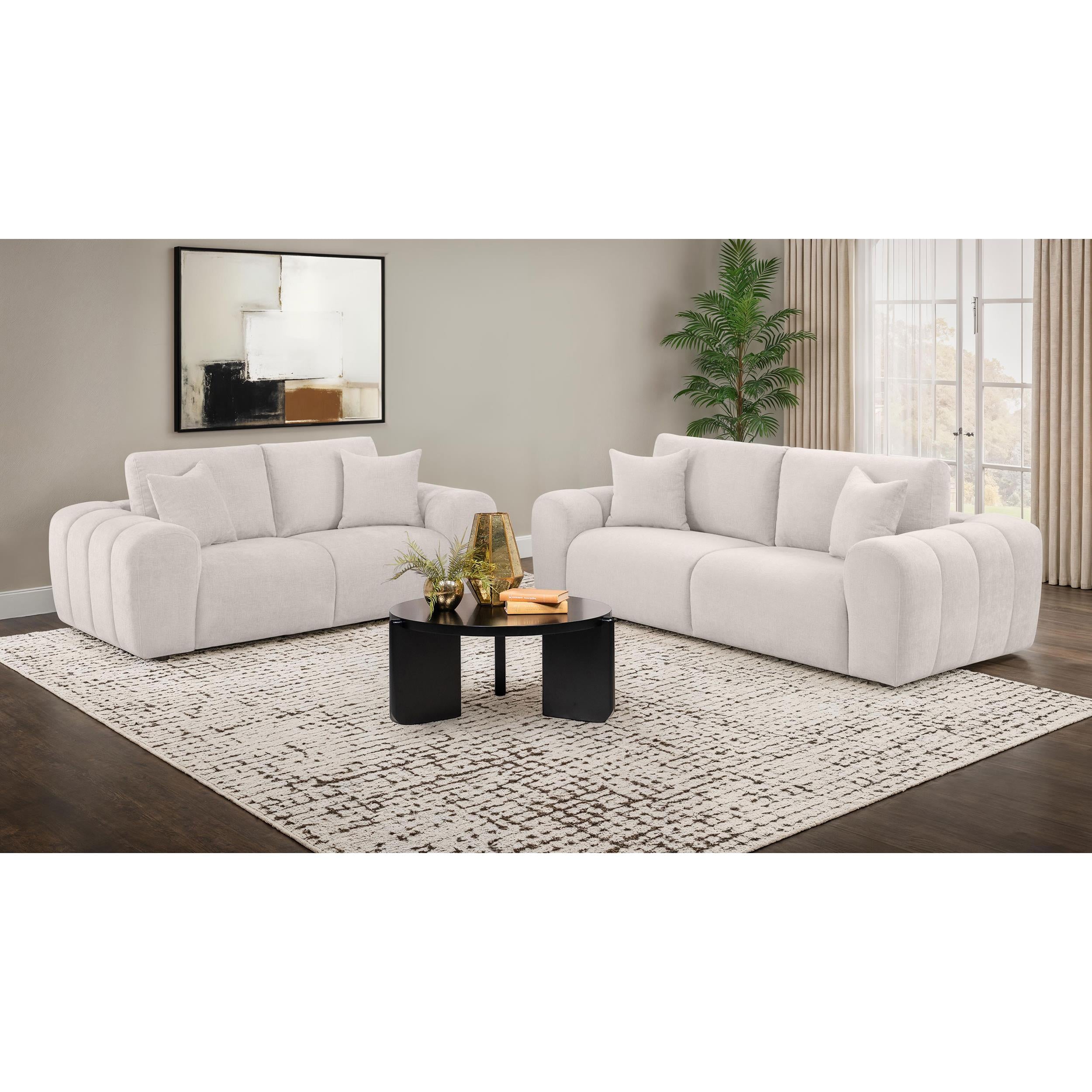  Coaster Furniture Burnett 504956 Chenille Upholstered Wide Arm Loveseat - Ivory IMAGE 8