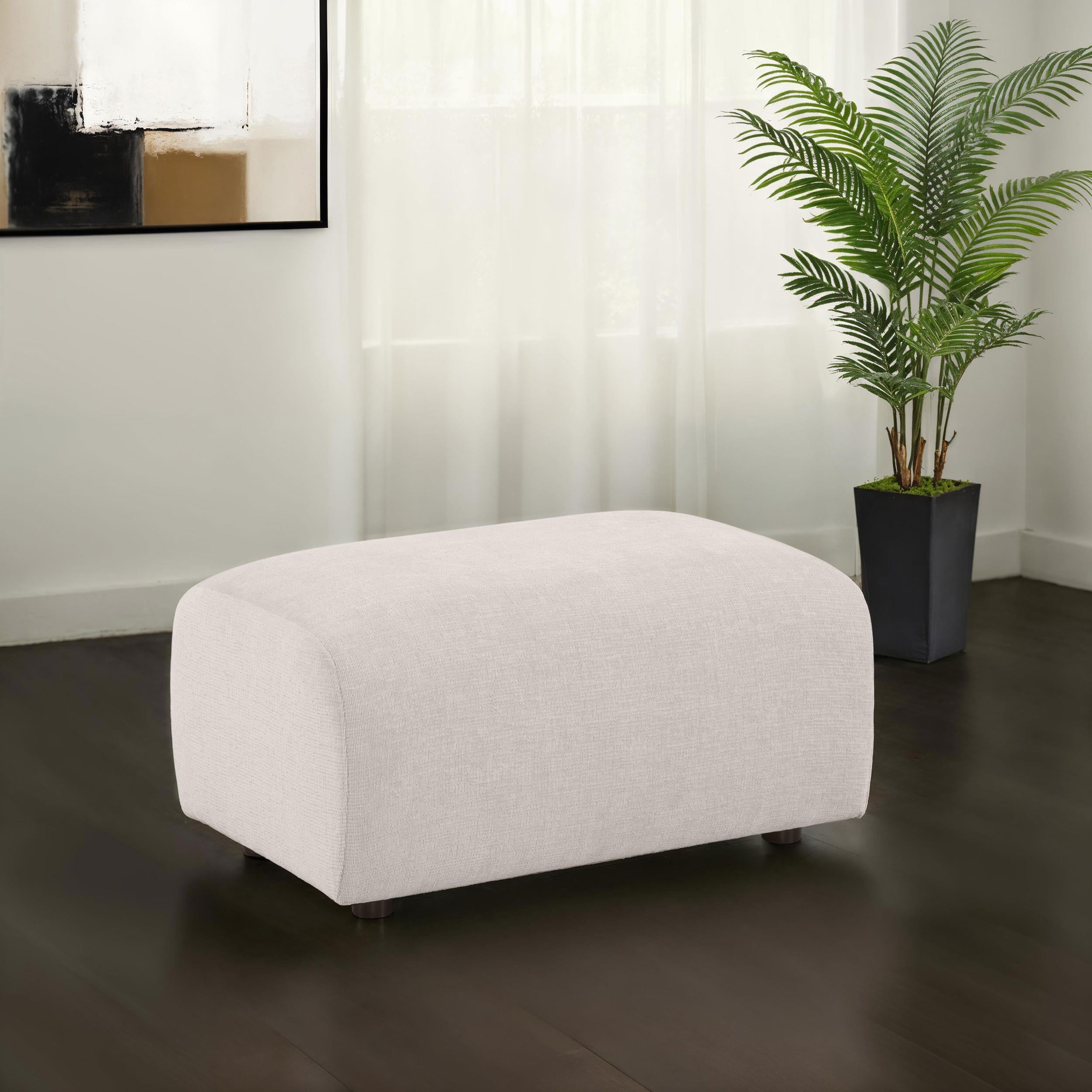  Coaster Furniture Burnett 504958 Chenille Upholstered Ottoman - Ivory IMAGE 6