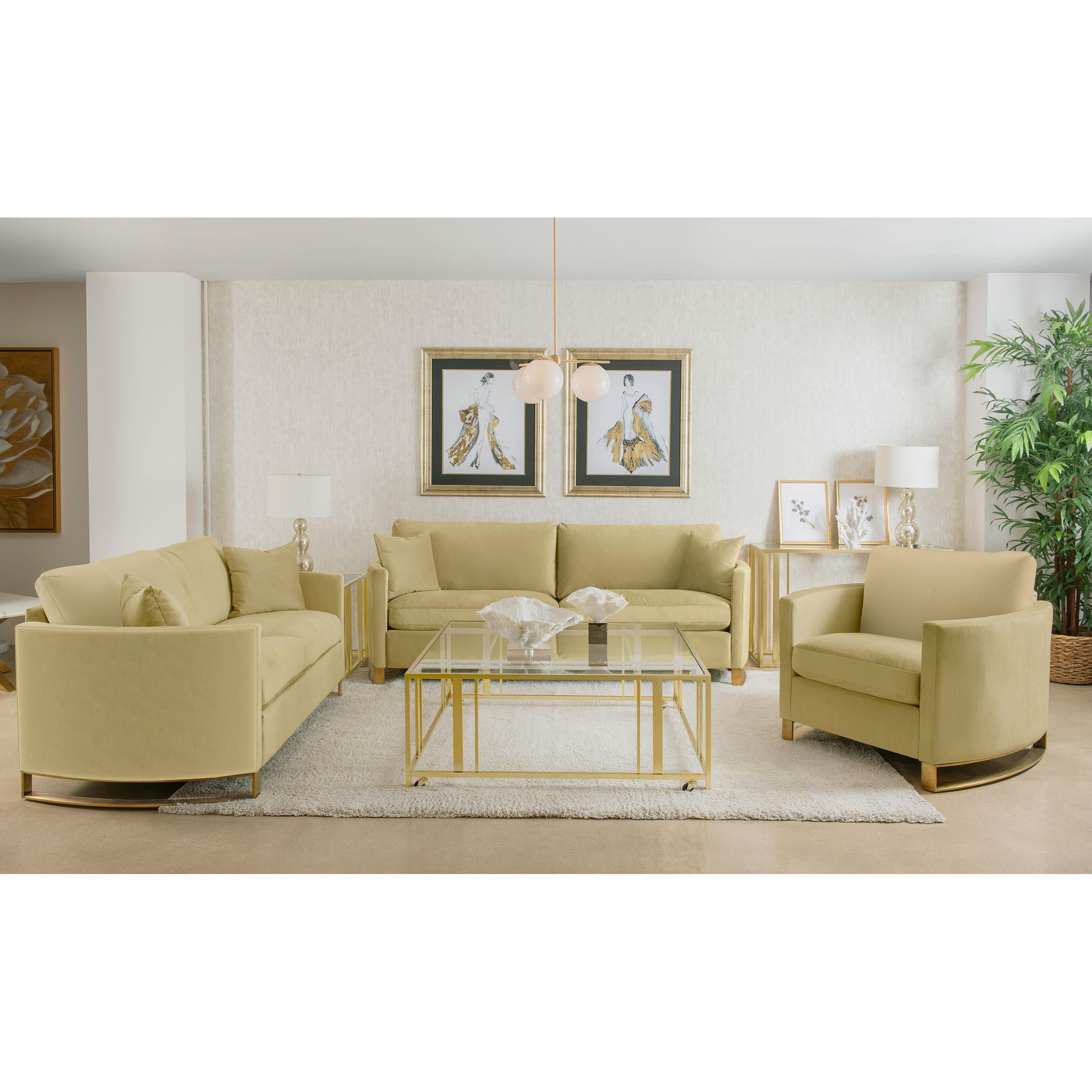  Coaster Furniture Corliss 508824 Upholstered Curved Track Arm Sofa - Camel IMAGE 13