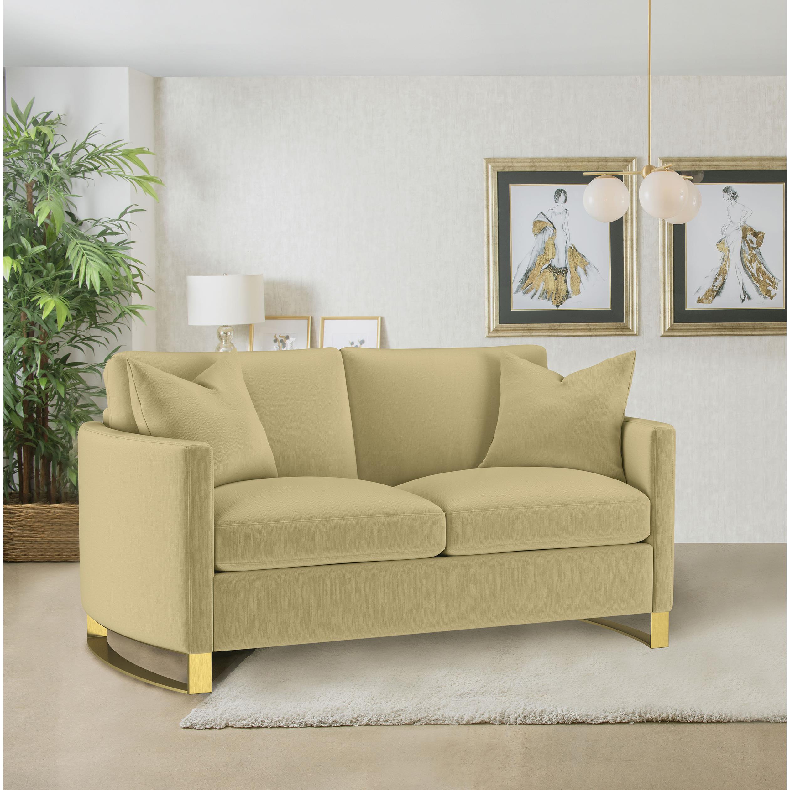  Coaster Furniture Corliss 508825 Upholstered Curved Track Arm Loveseat - Camel IMAGE 4
