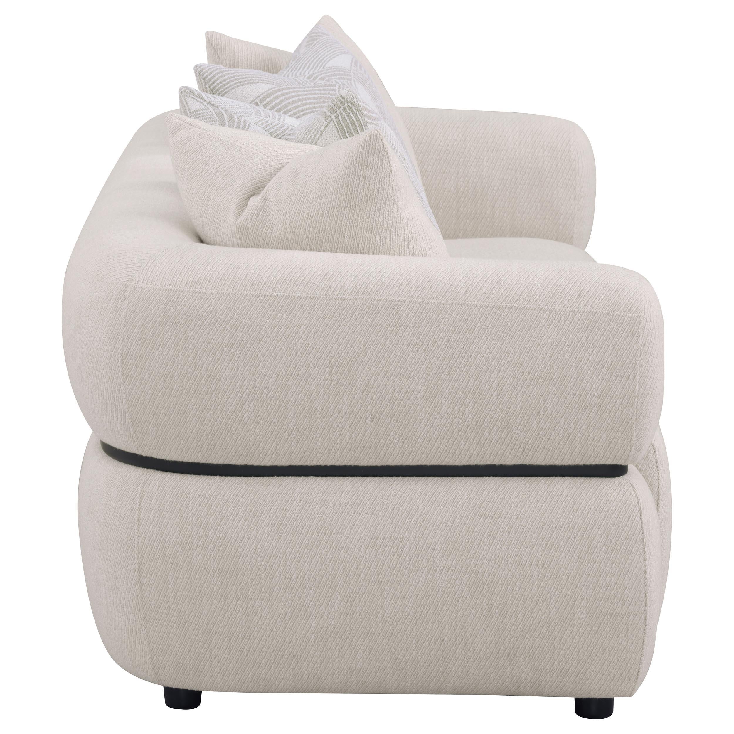  Coaster Furniture Jeanette 508961 84-inch Fabric Upholstered Round Arm Sofa - Beige IMAGE 10