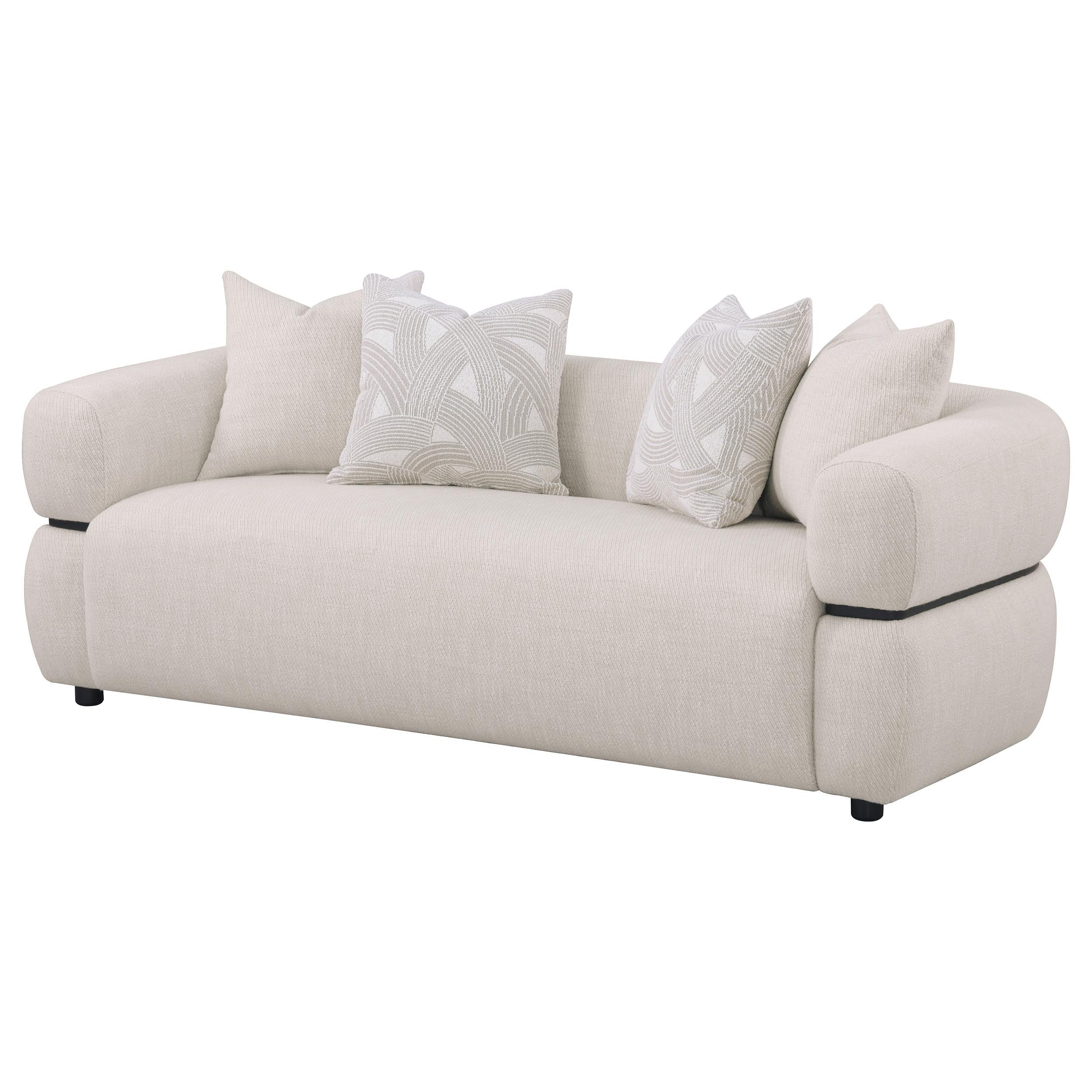  Coaster Furniture Jeanette 508961 84-inch Fabric Upholstered Round Arm Sofa - Beige IMAGE 11