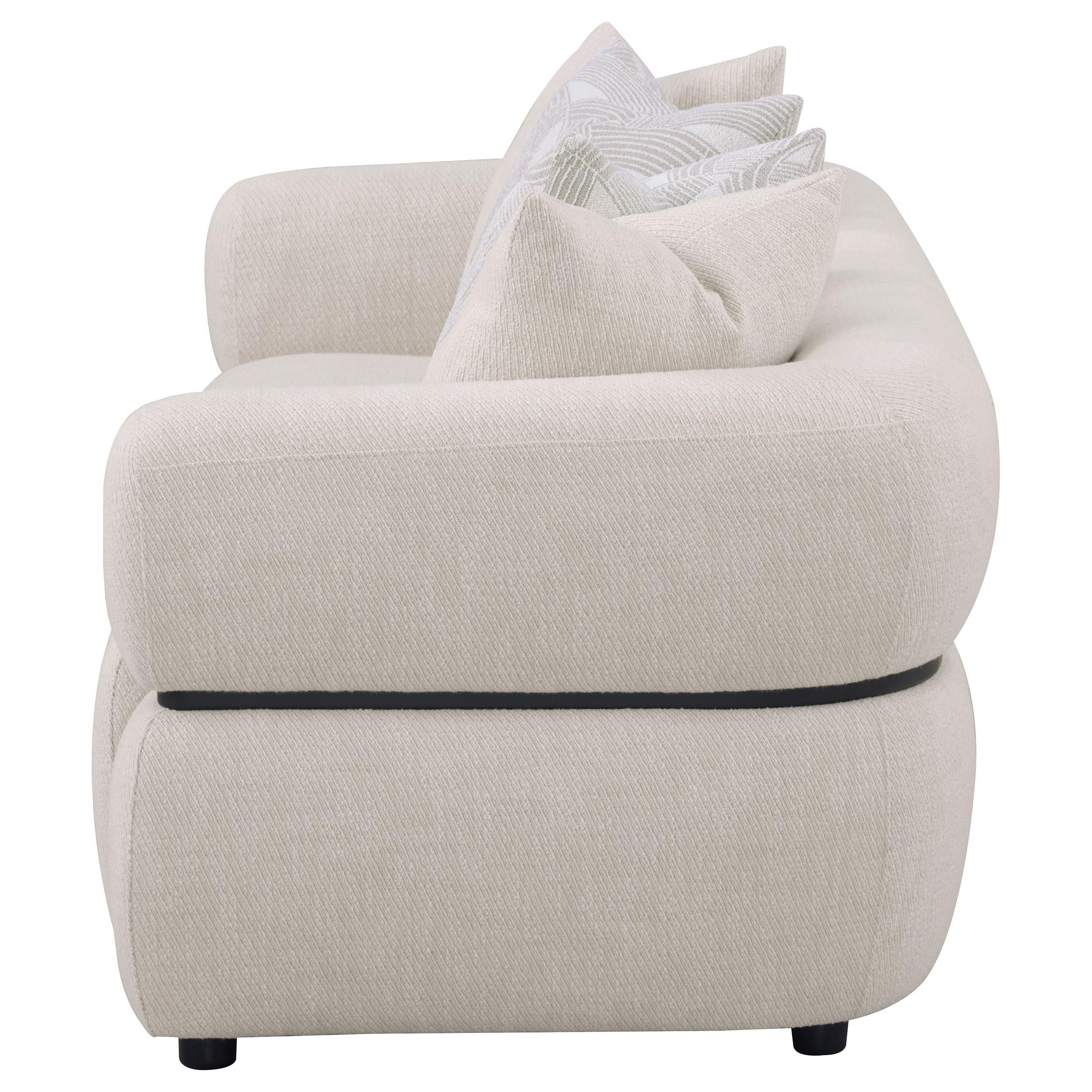  Coaster Furniture Jeanette 508961 84-inch Fabric Upholstered Round Arm Sofa - Beige IMAGE 2