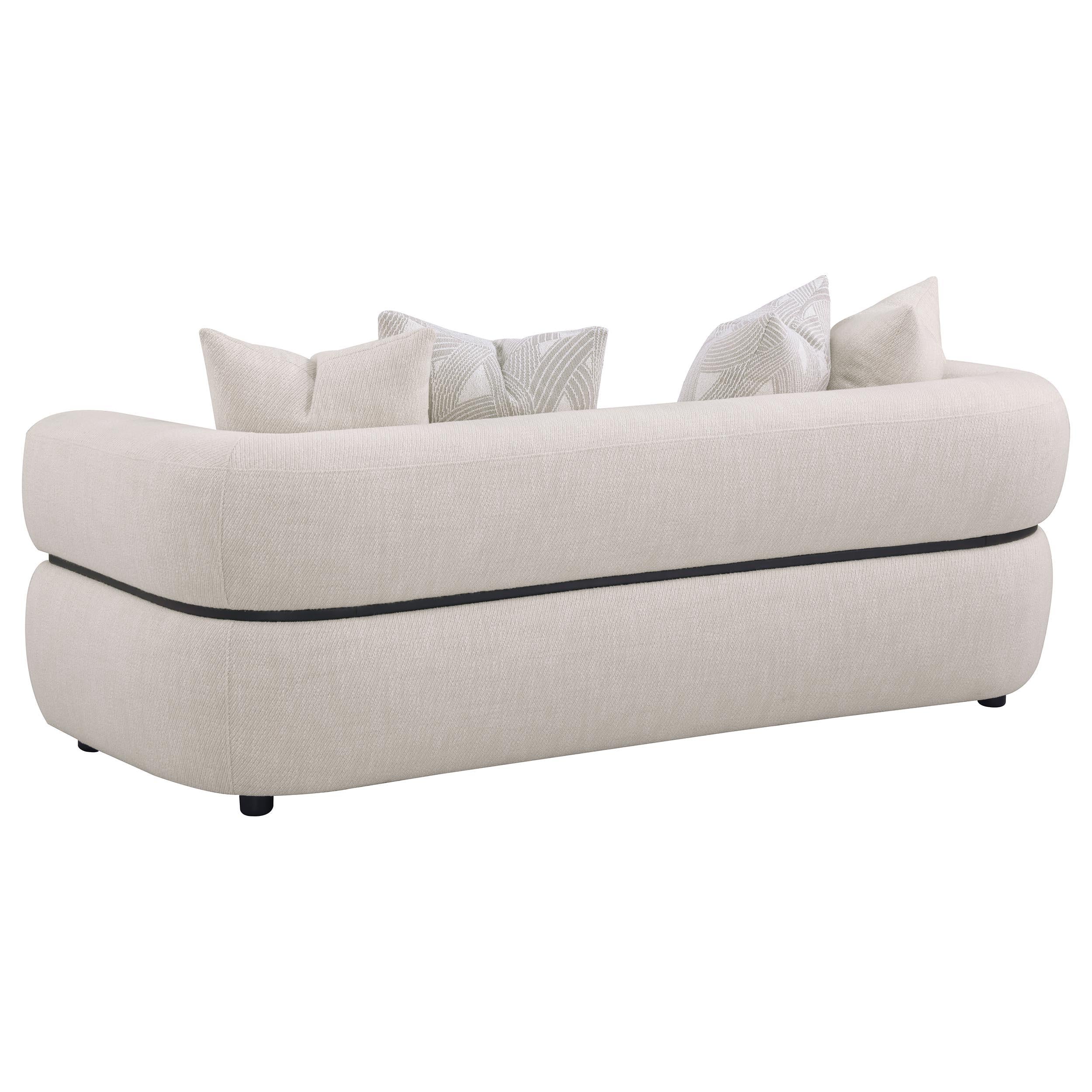  Coaster Furniture Jeanette 508961 84-inch Fabric Upholstered Round Arm Sofa - Beige IMAGE 4