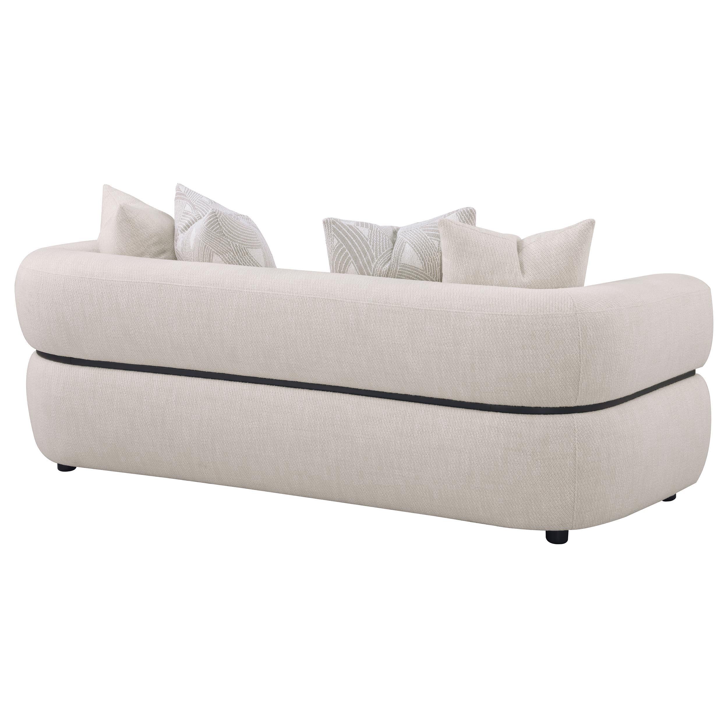  Coaster Furniture Jeanette 508961 84-inch Fabric Upholstered Round Arm Sofa - Beige IMAGE 7