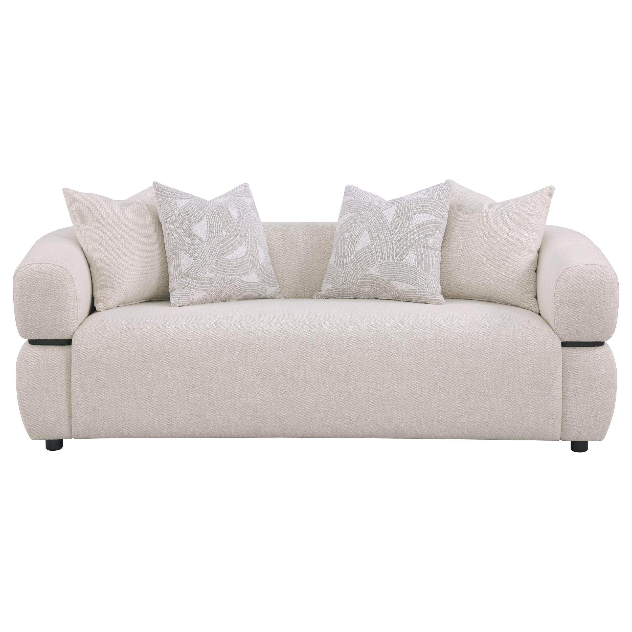  Coaster Furniture Jeanette 508961 84-inch Fabric Upholstered Round Arm Sofa - Beige IMAGE 9