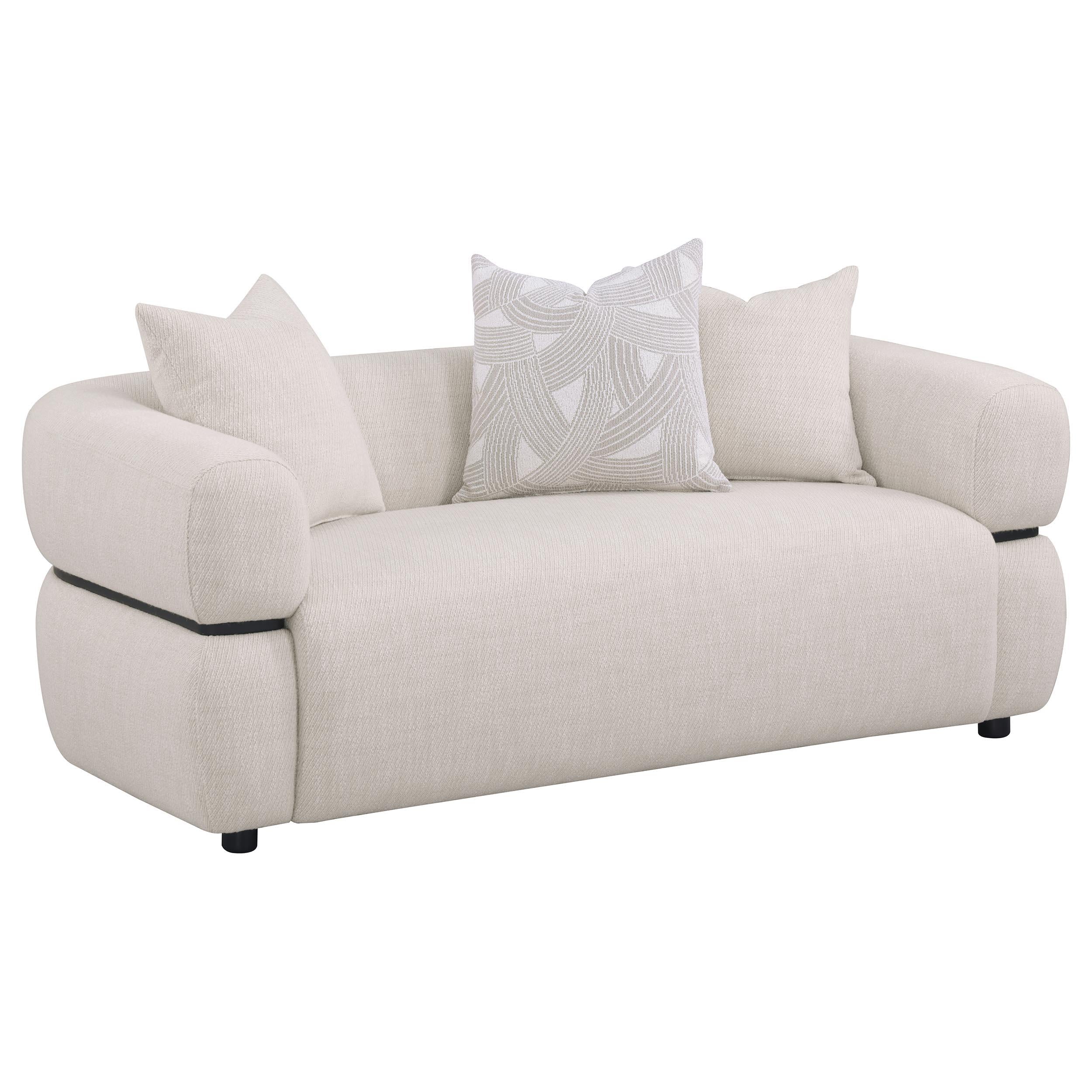  Coaster Furniture Jeanette 508962 73-inch Fabric Upholstered Round Arm Loveseat - Beige IMAGE 1