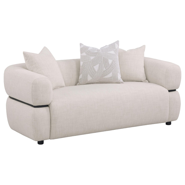 Coaster Furniture Jeanette 508962 73-inch Fabric Upholstered Round Arm Loveseat - Beige