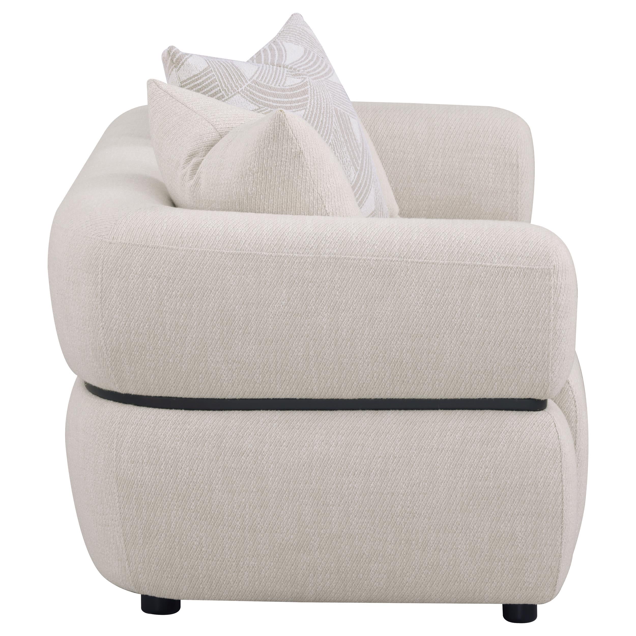  Coaster Furniture Jeanette 508962 73-inch Fabric Upholstered Round Arm Loveseat - Beige IMAGE 10