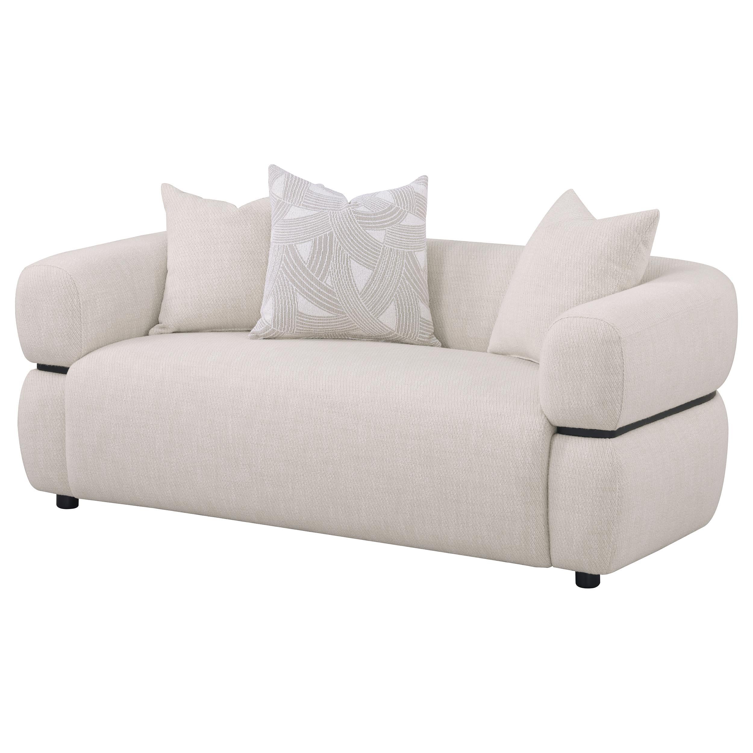  Coaster Furniture Jeanette 508962 73-inch Fabric Upholstered Round Arm Loveseat - Beige IMAGE 11