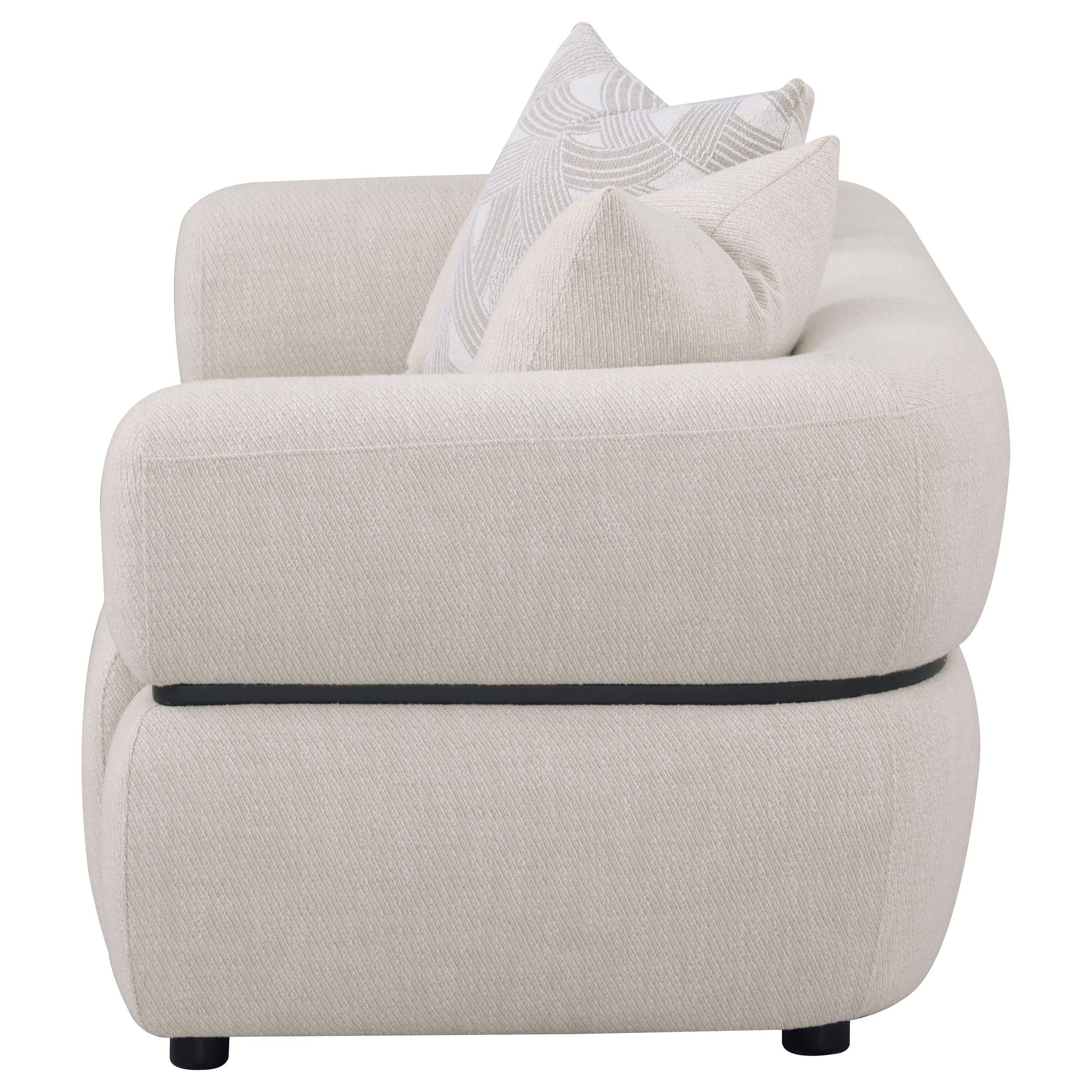  Coaster Furniture Jeanette 508962 73-inch Fabric Upholstered Round Arm Loveseat - Beige IMAGE 2