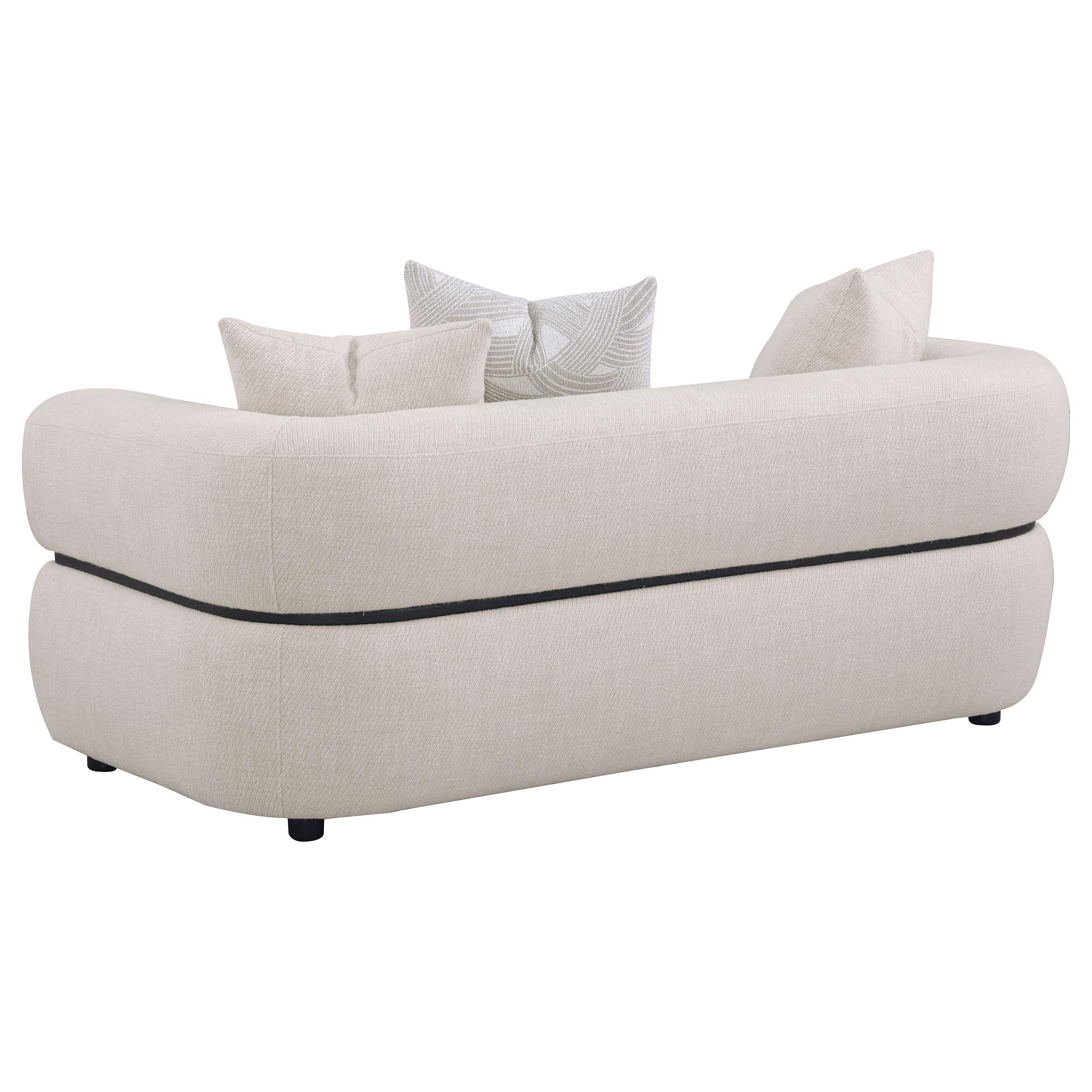  Coaster Furniture Jeanette 508962 73-inch Fabric Upholstered Round Arm Loveseat - Beige IMAGE 4