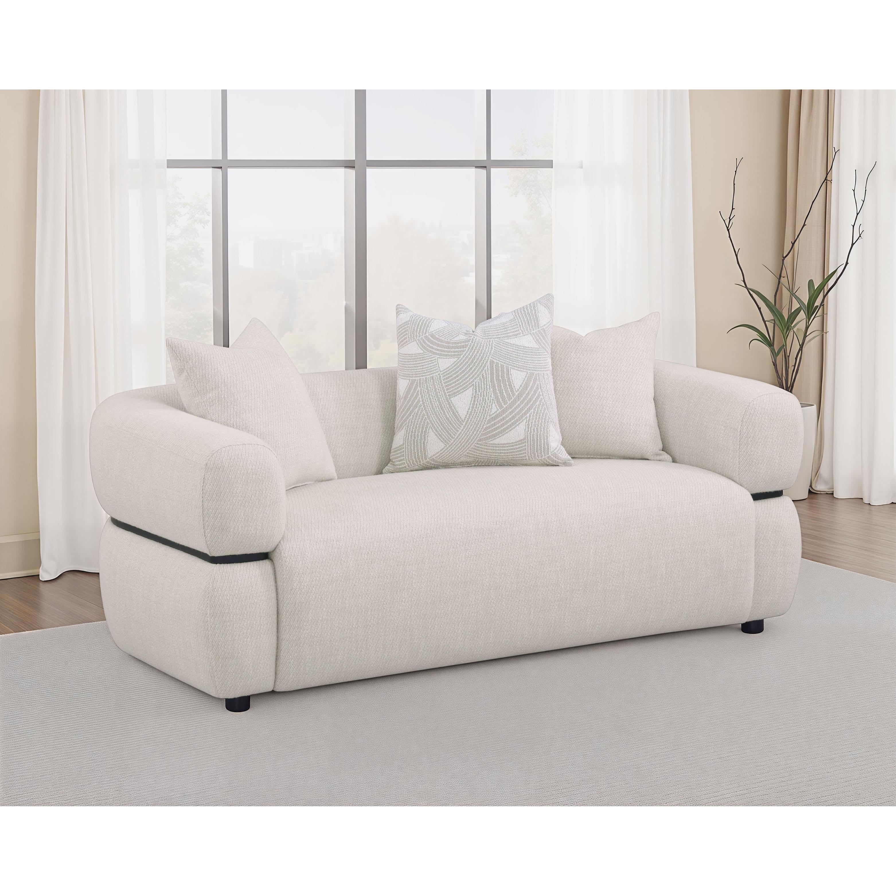  Coaster Furniture Jeanette 508962 73-inch Fabric Upholstered Round Arm Loveseat - Beige IMAGE 6