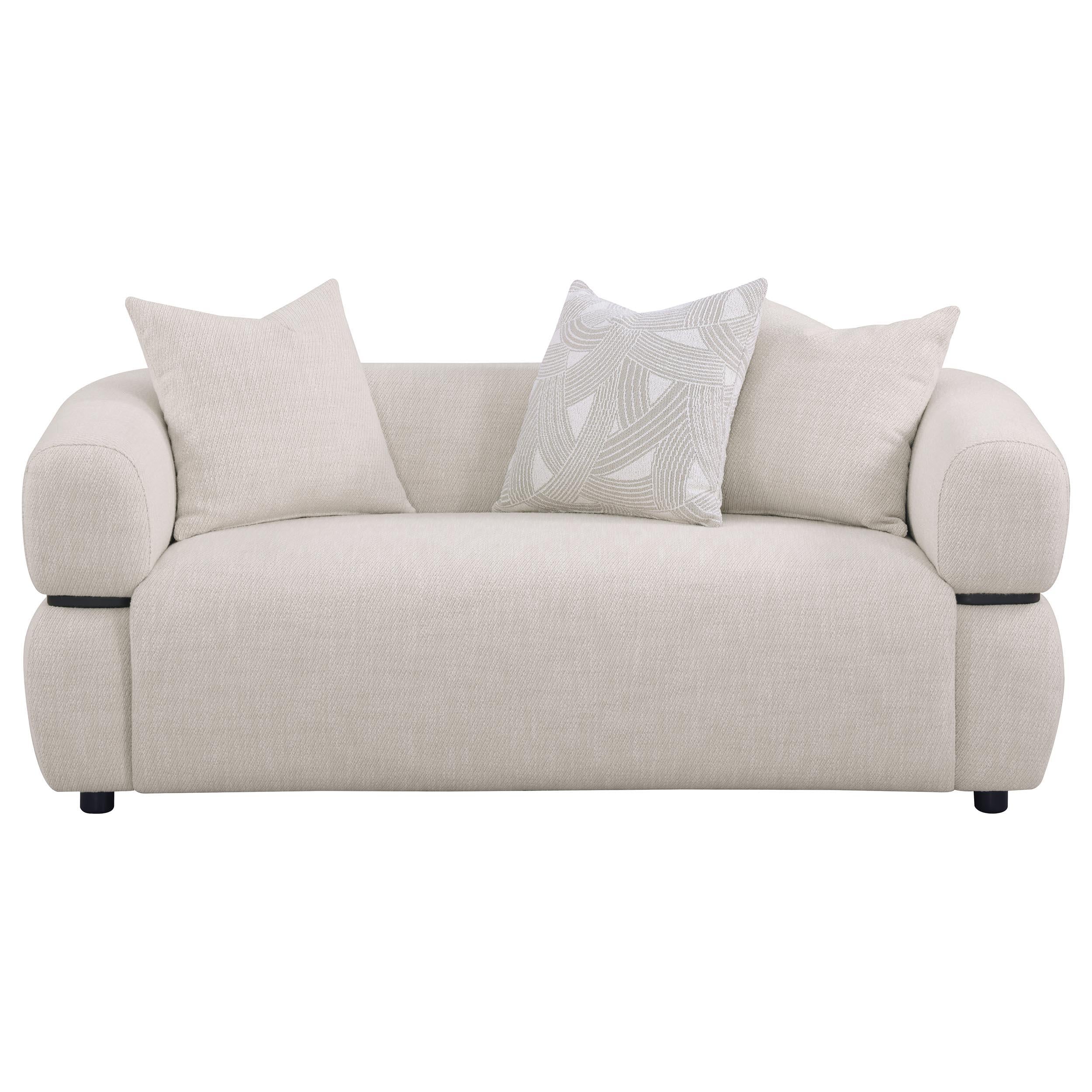  Coaster Furniture Jeanette 508962 73-inch Fabric Upholstered Round Arm Loveseat - Beige IMAGE 9