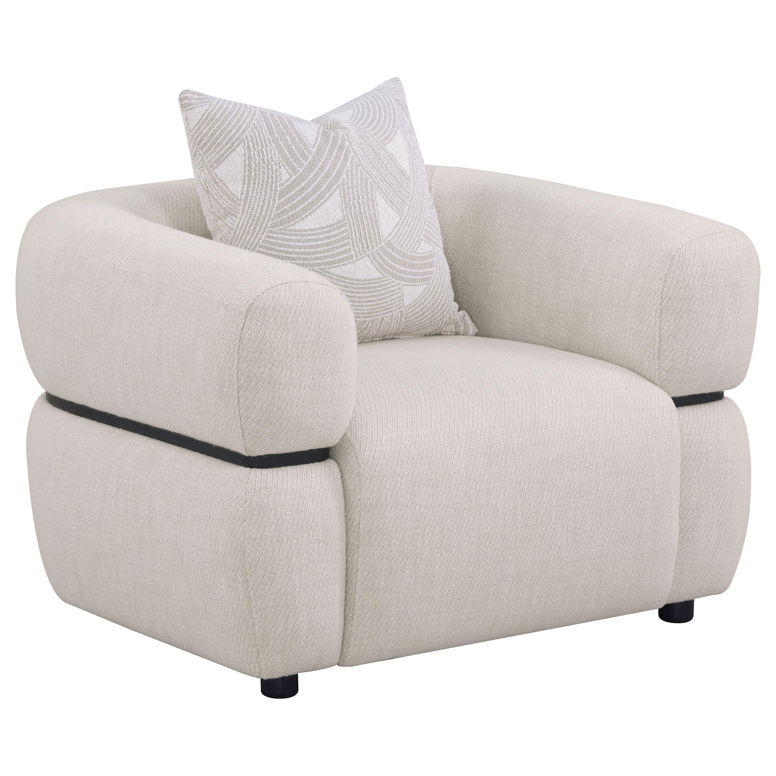  Coaster Furniture Jeanette 508963 Fabric Upholstered Round Arm Accent Chair - Beige IMAGE 1