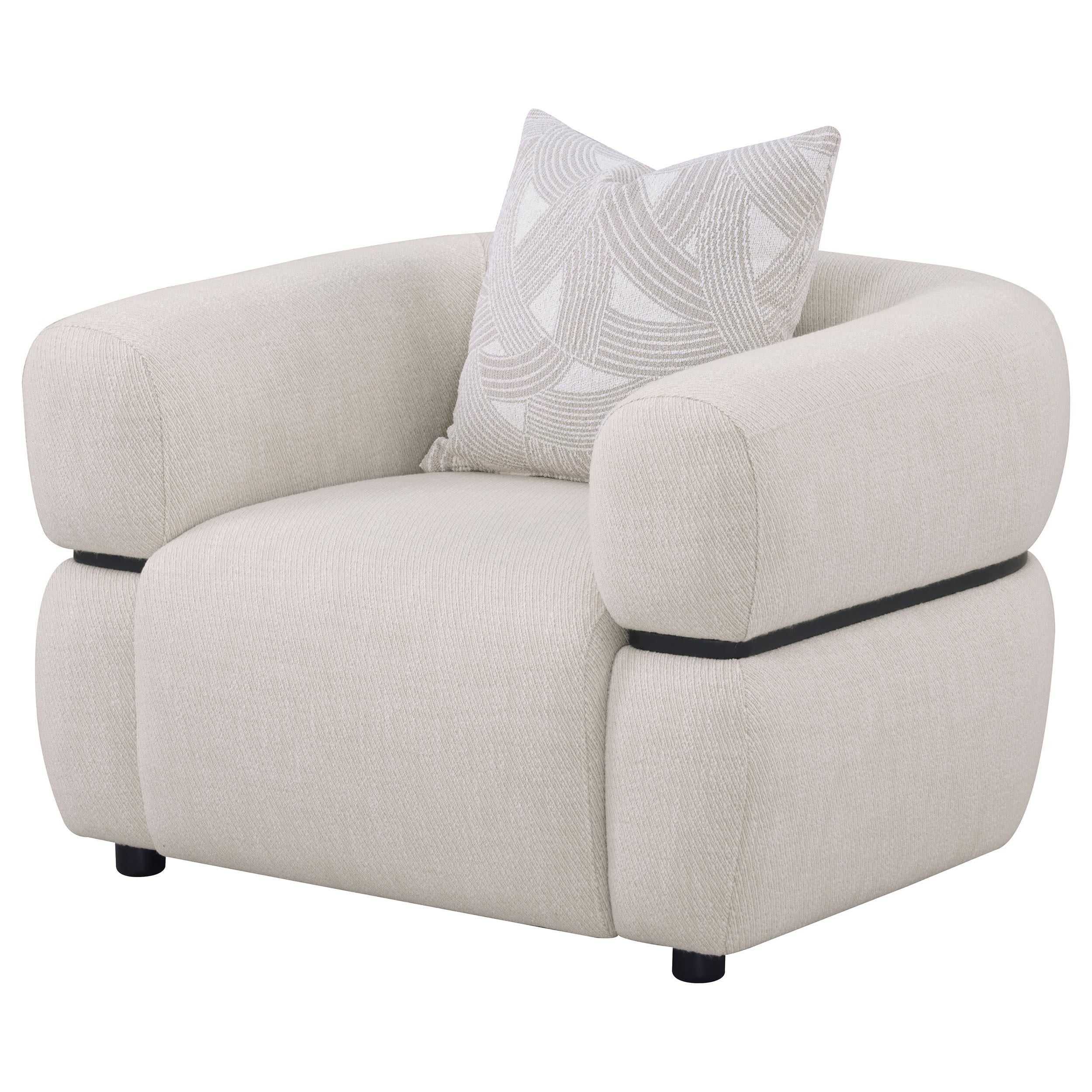  Coaster Furniture Jeanette 508963 Fabric Upholstered Round Arm Accent Chair - Beige IMAGE 10