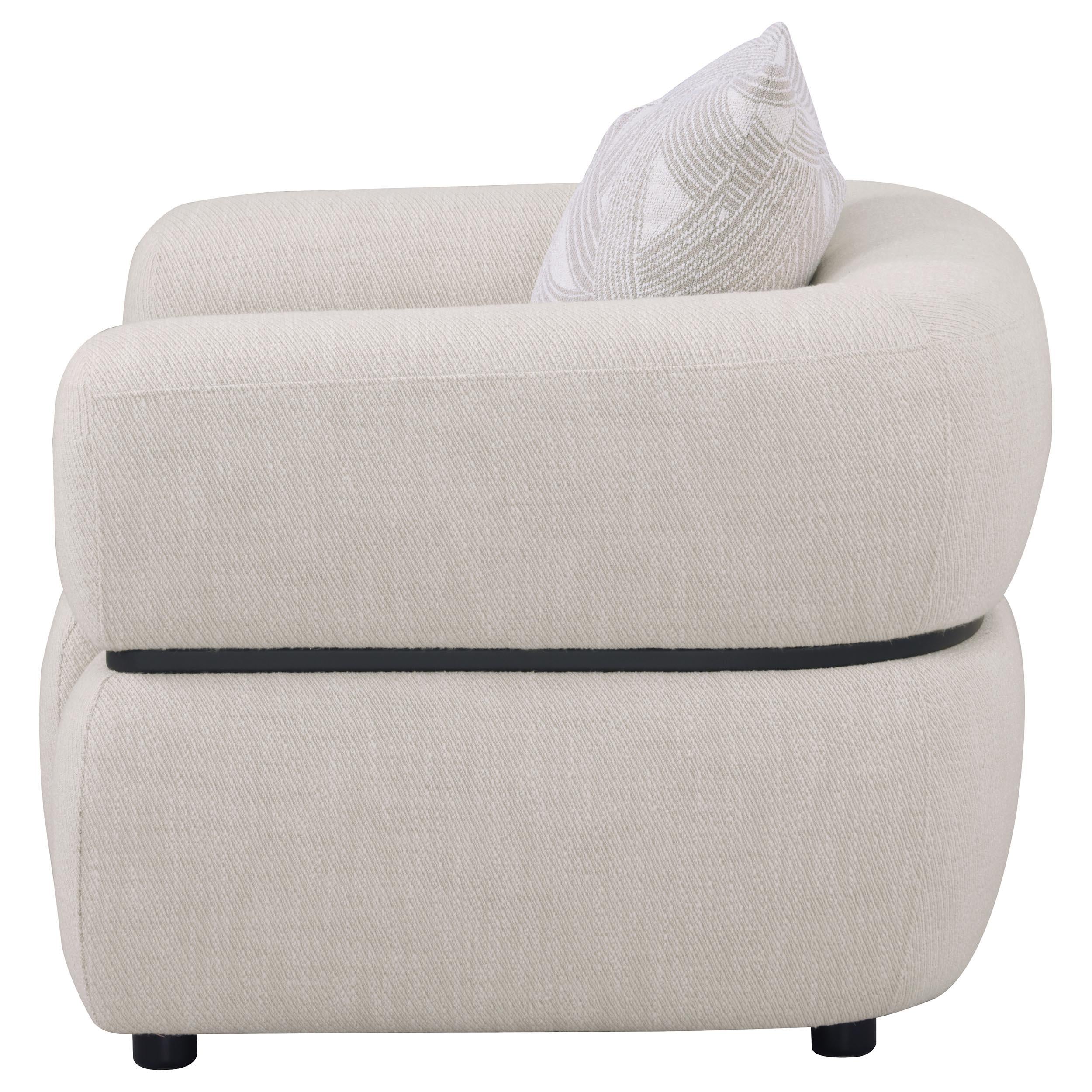  Coaster Furniture Jeanette 508963 Fabric Upholstered Round Arm Accent Chair - Beige IMAGE 2