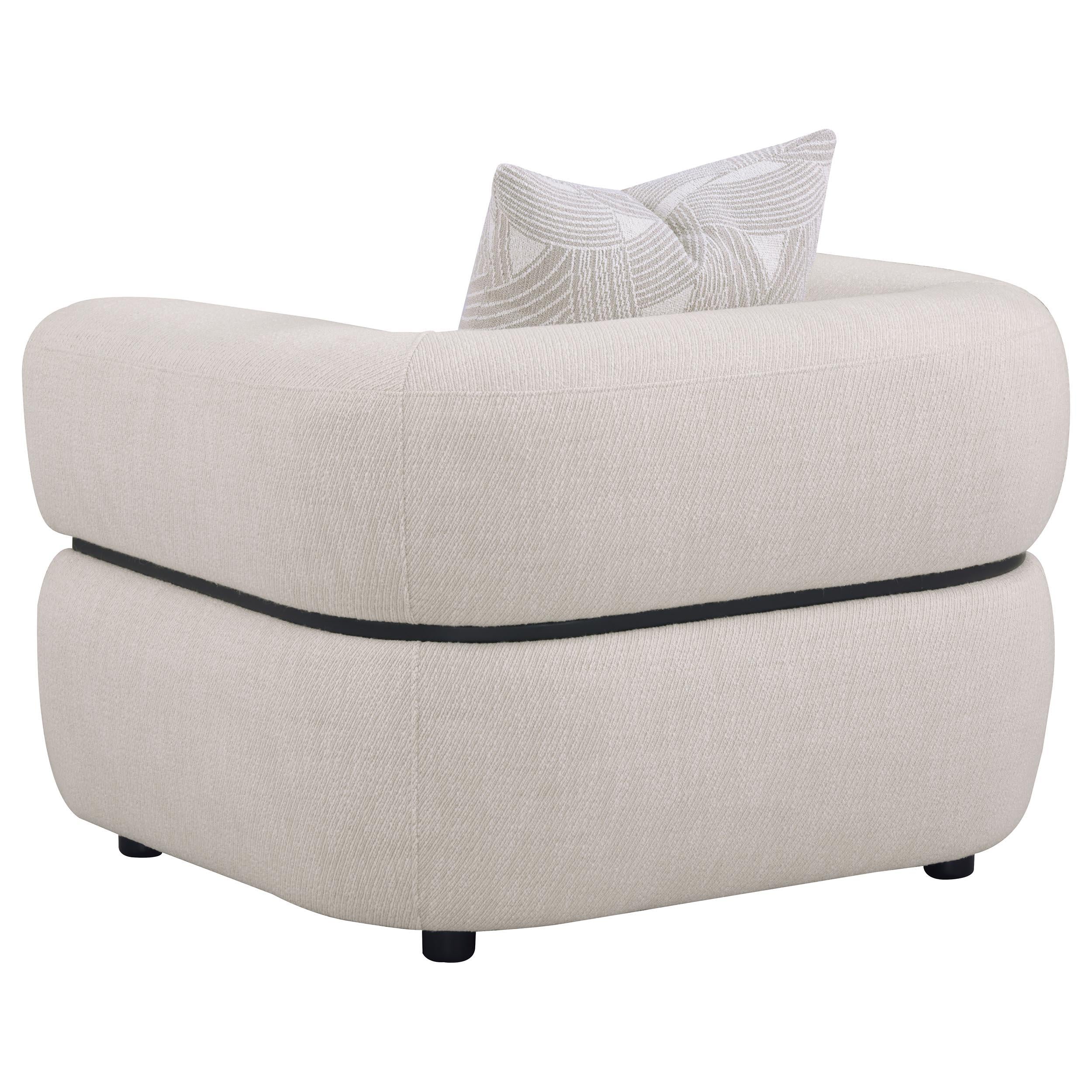  Coaster Furniture Jeanette 508963 Fabric Upholstered Round Arm Accent Chair - Beige IMAGE 3