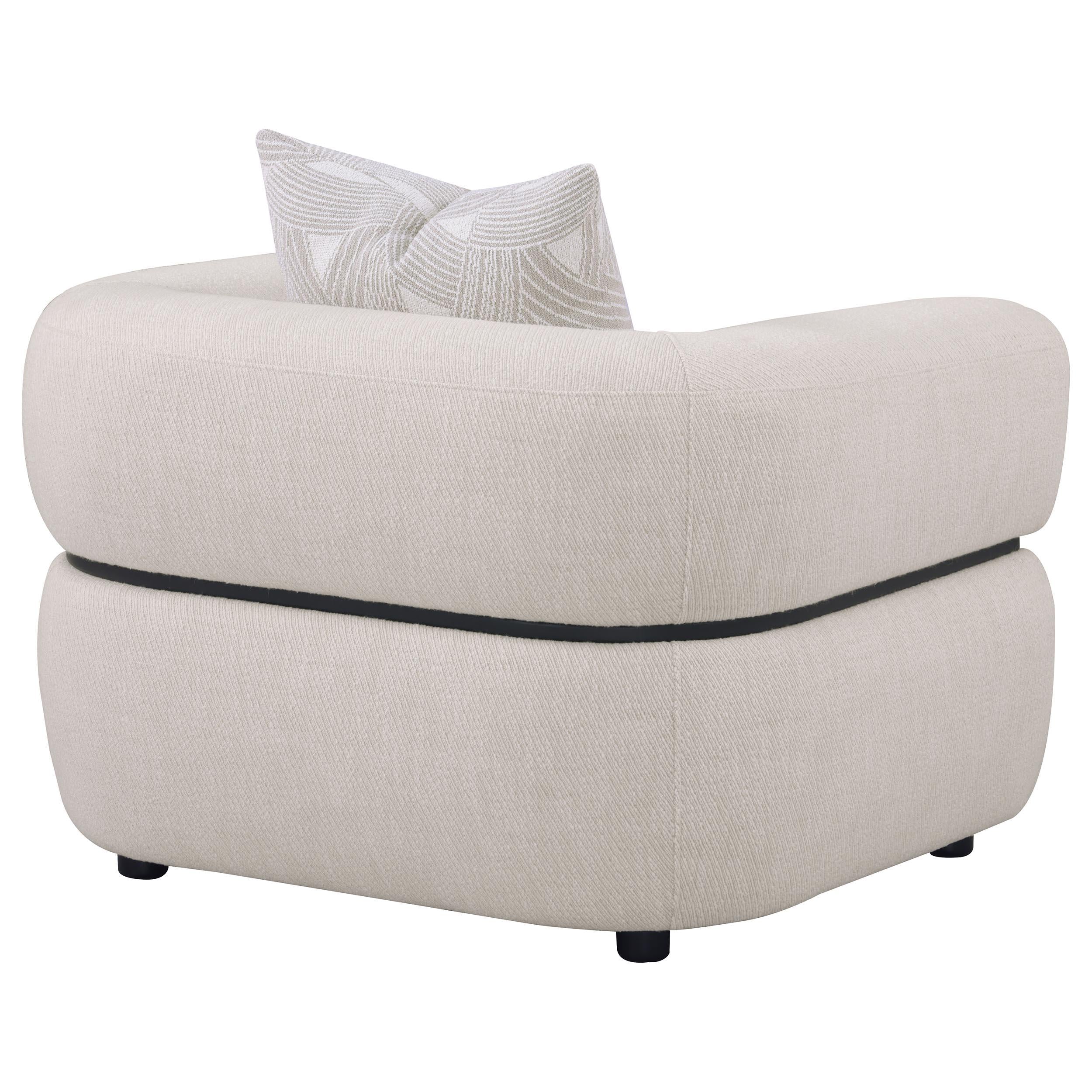 Coaster Furniture Jeanette 508963 Fabric Upholstered Round Arm Accent Chair - Beige IMAGE 6