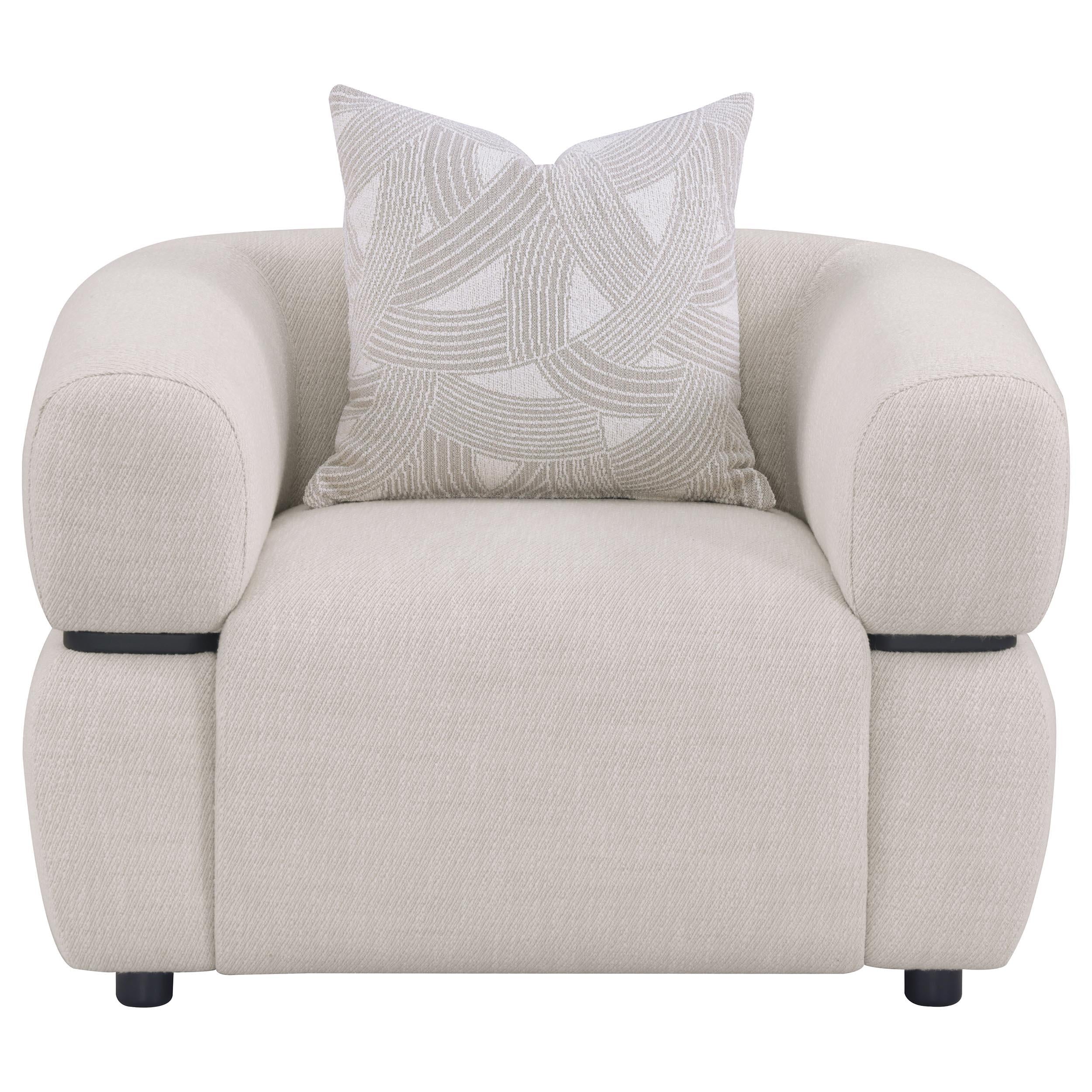  Coaster Furniture Jeanette 508963 Fabric Upholstered Round Arm Accent Chair - Beige IMAGE 7