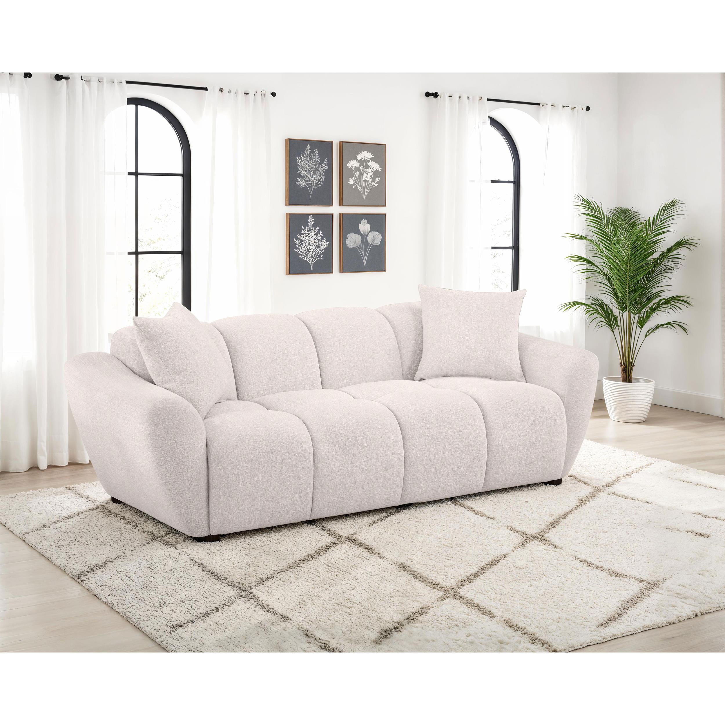  Coaster Furniture Destino 509301 Chenille Upholstered Splayed Arm Sofa - Greige IMAGE 3