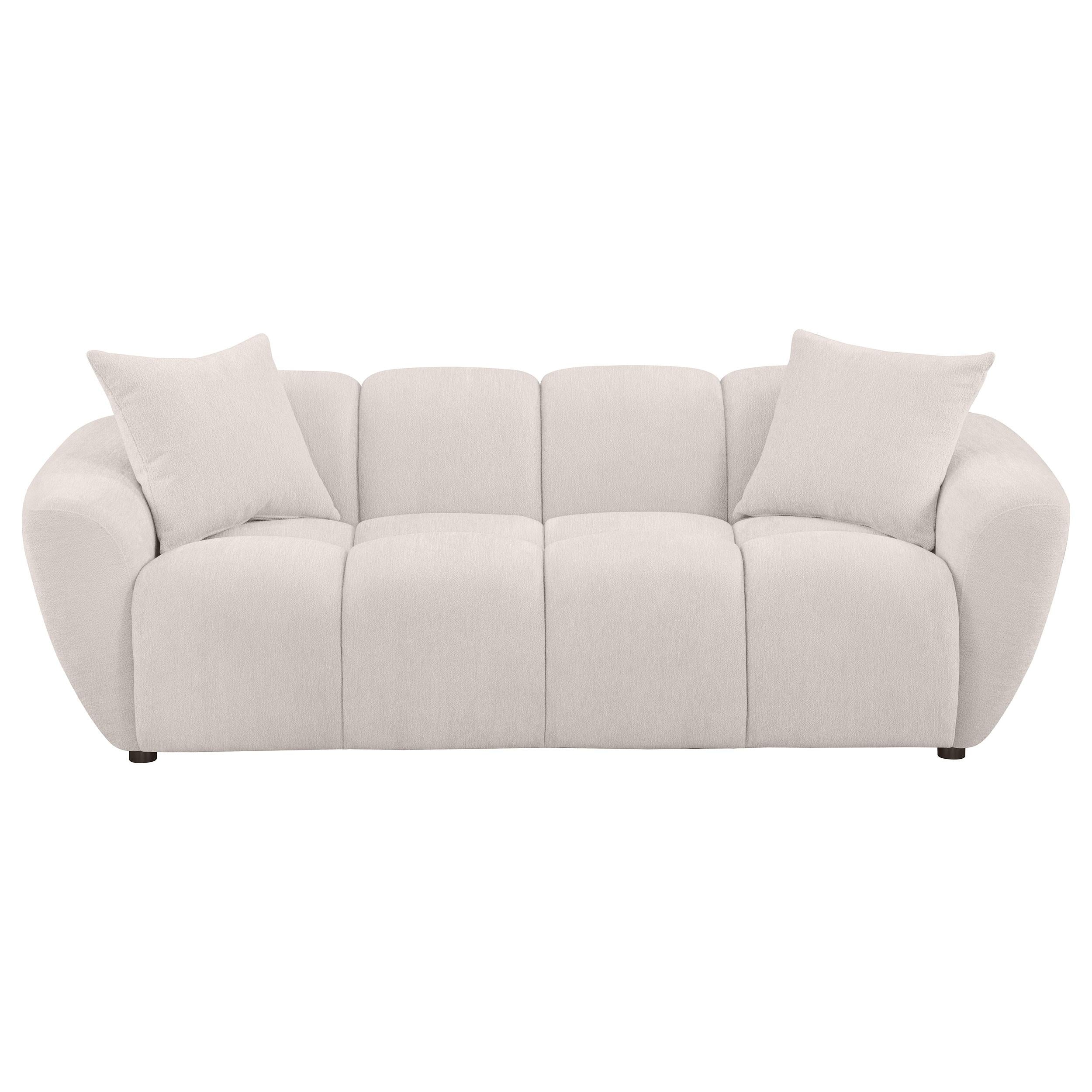  Coaster Furniture Destino 509301 Chenille Upholstered Splayed Arm Sofa - Greige IMAGE 5