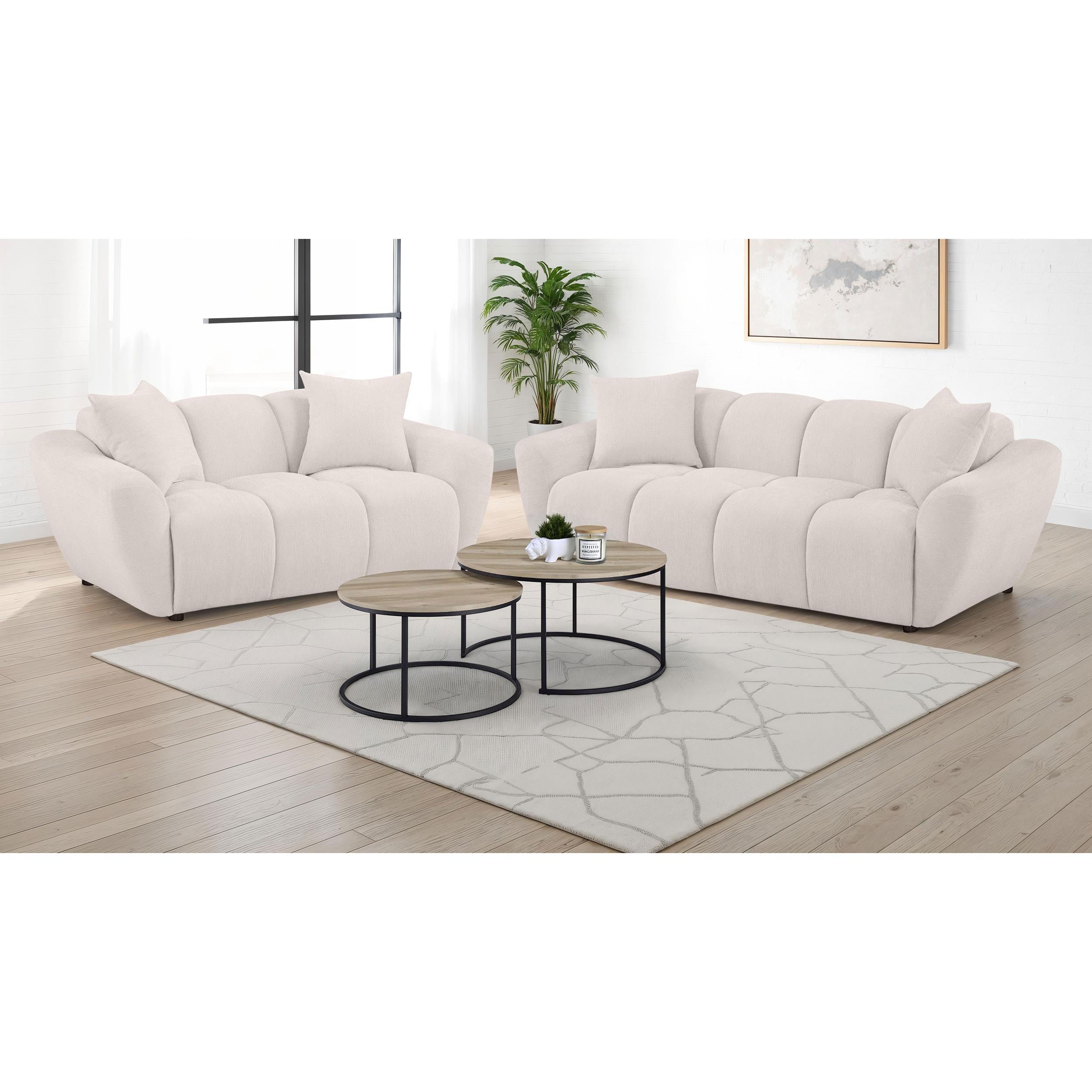  Coaster Furniture Destino 509301 Chenille Upholstered Splayed Arm Sofa - Greige IMAGE 6