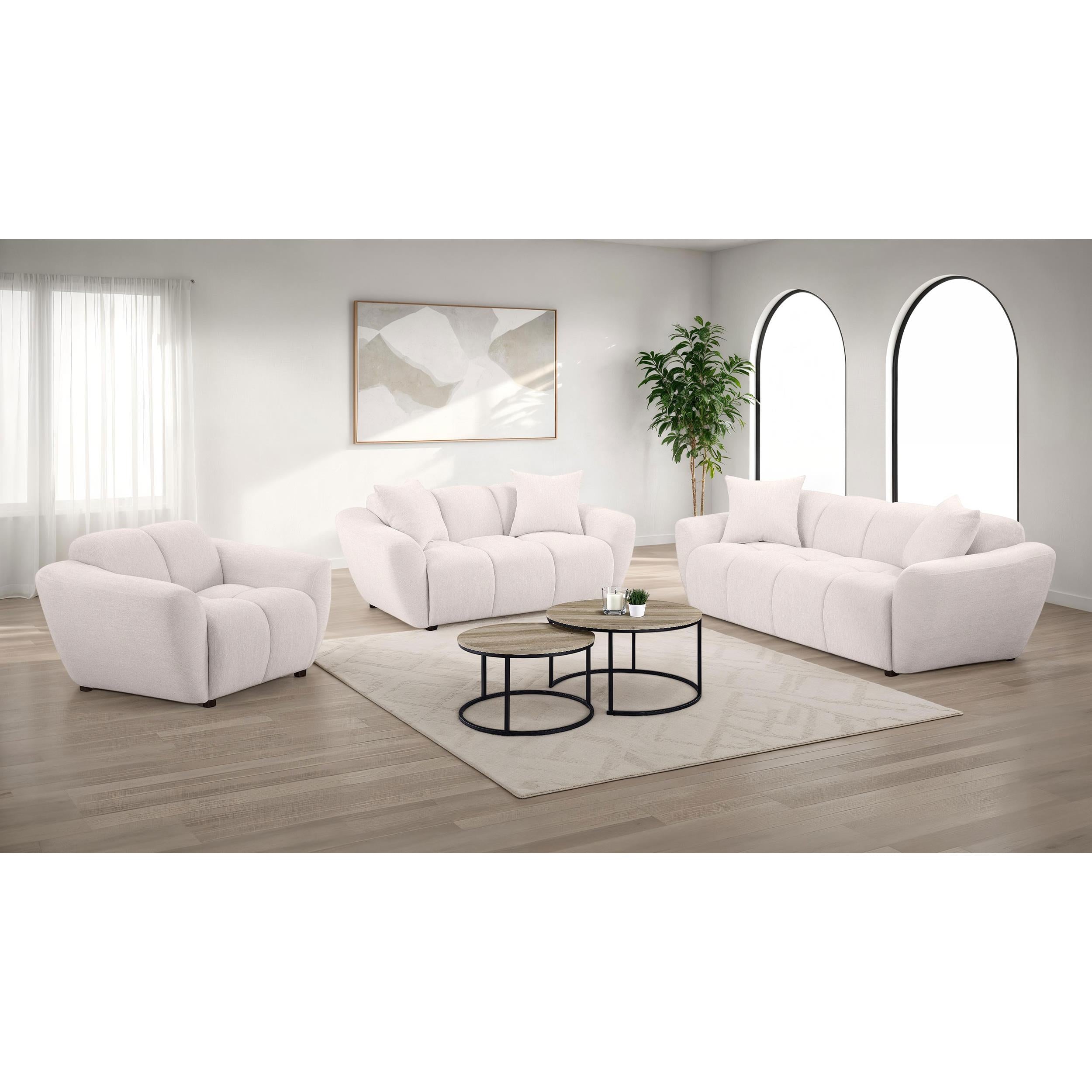 Coaster Furniture Destino 509301 Chenille Upholstered Splayed Arm Sofa - Greige IMAGE 8