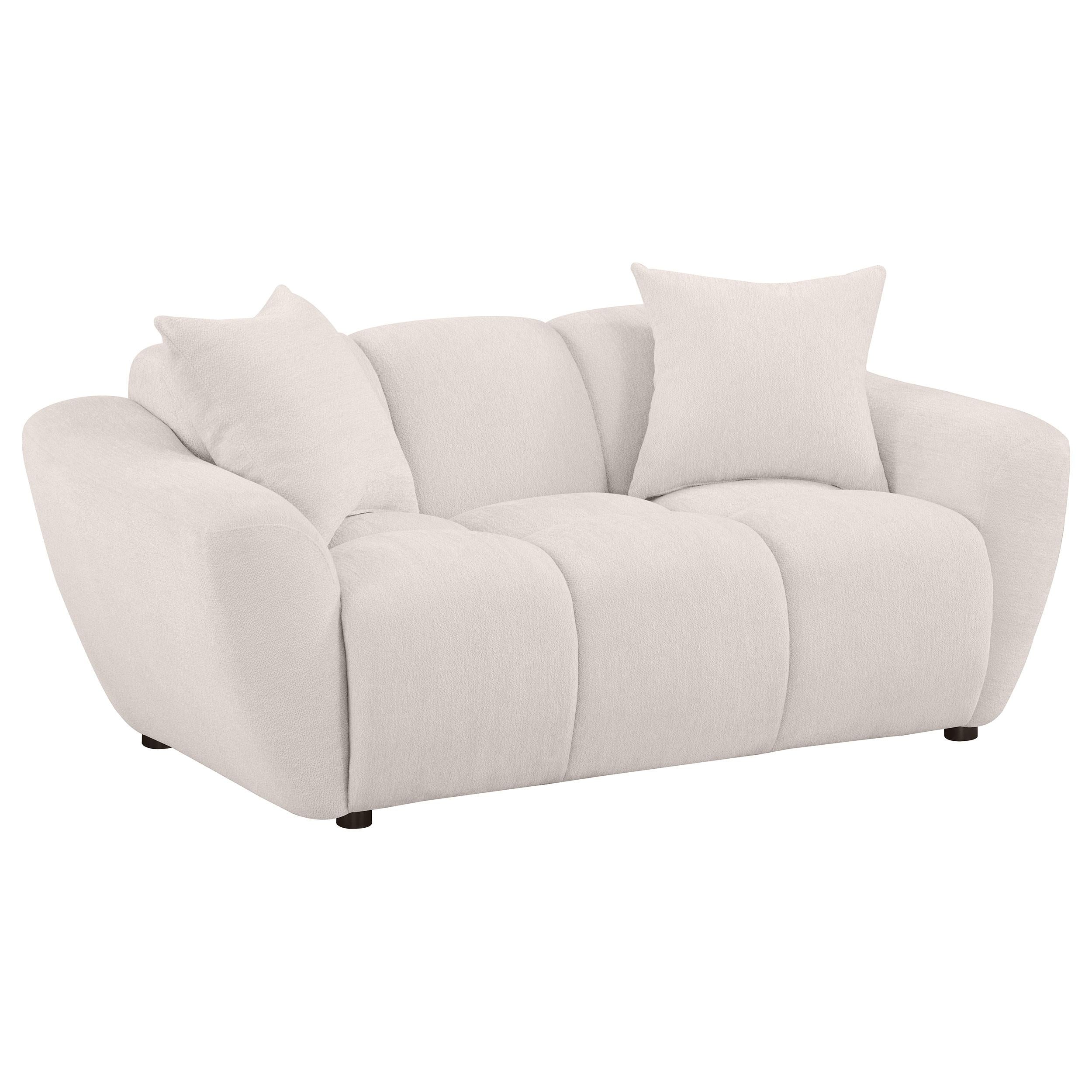  Coaster Furniture Destino 509302 Chenille Upholstered Splayed Arm Loveseat - Greige IMAGE 1
