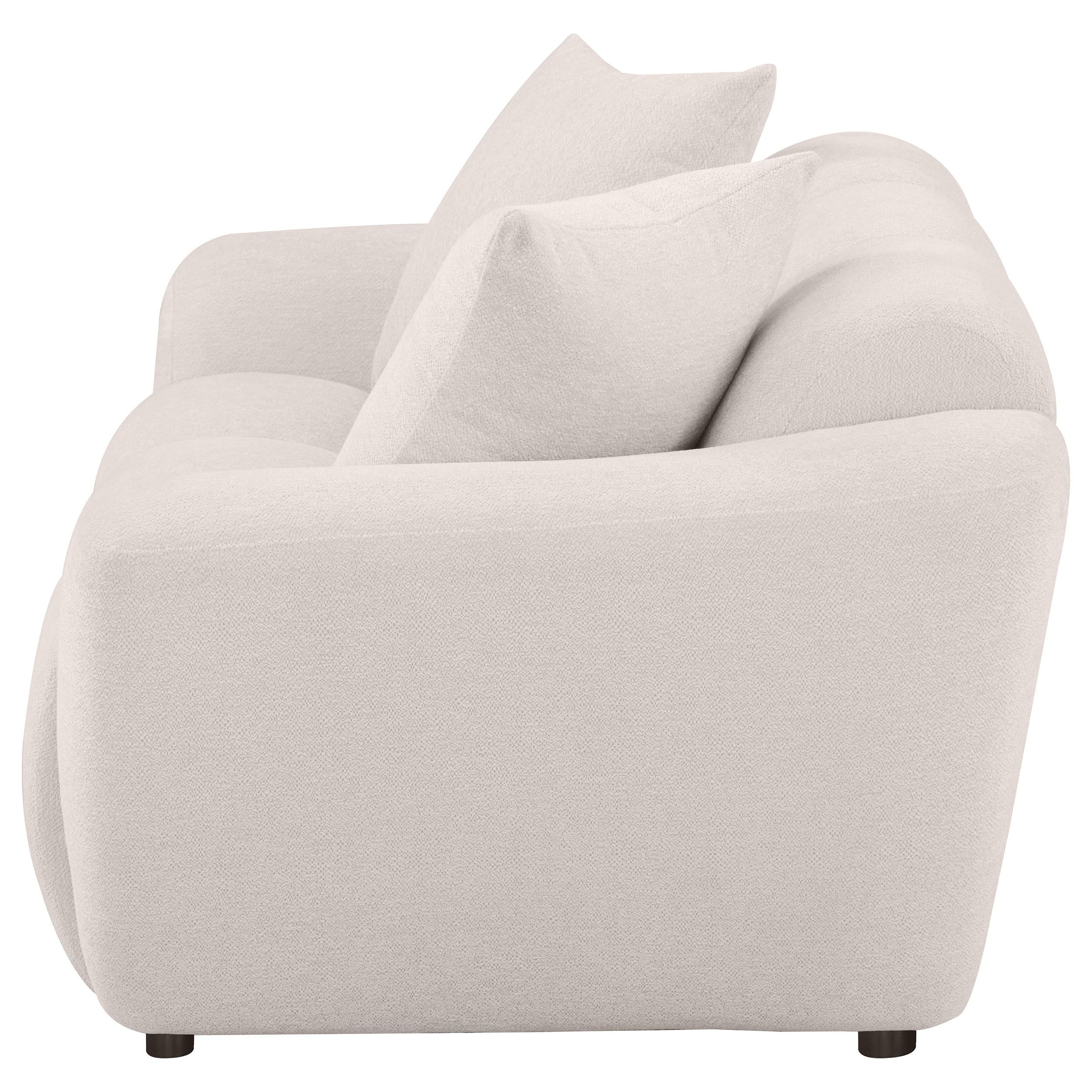  Coaster Furniture Destino 509302 Chenille Upholstered Splayed Arm Loveseat - Greige IMAGE 2