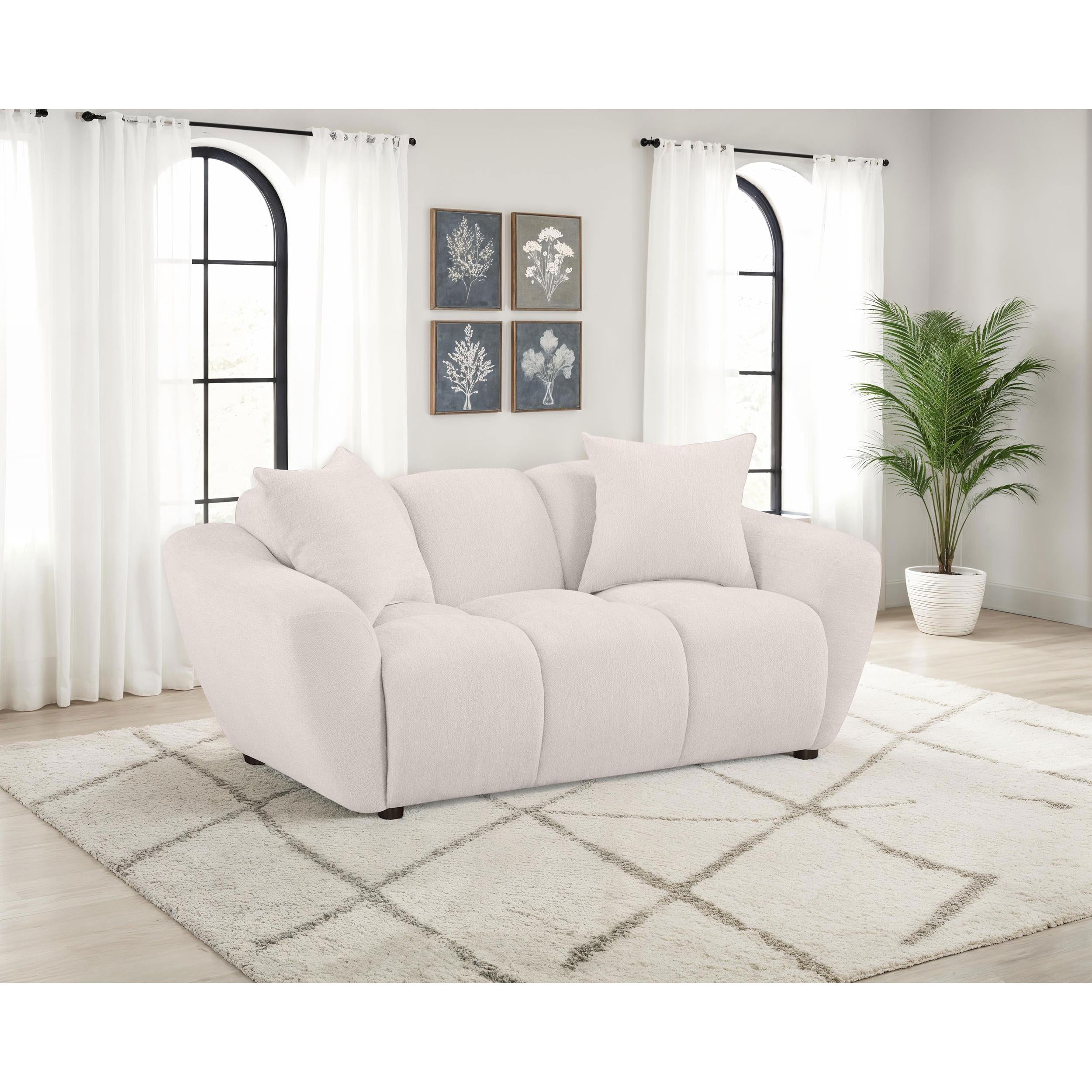  Coaster Furniture Destino 509302 Chenille Upholstered Splayed Arm Loveseat - Greige IMAGE 4