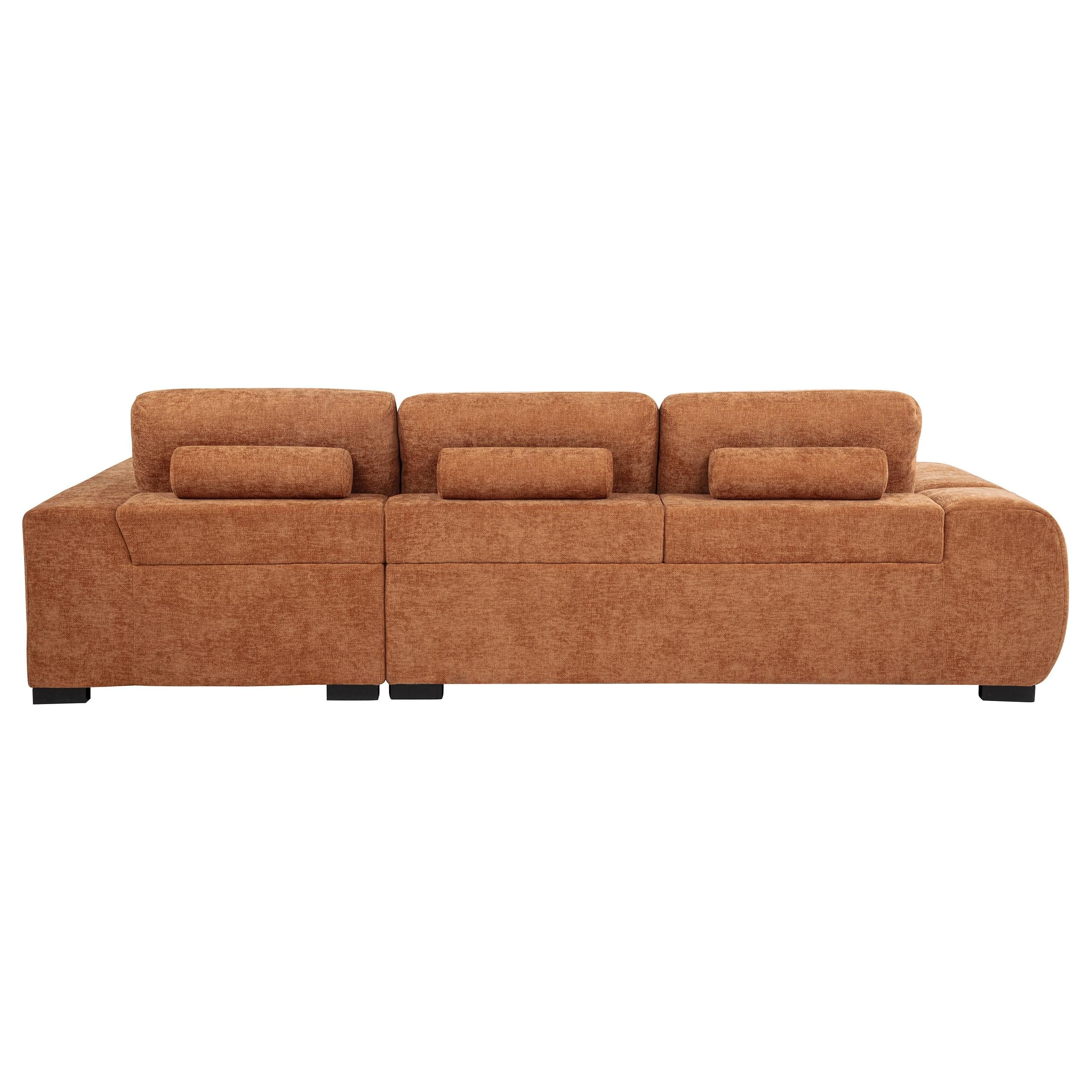  Coaster Furniture Octavia 509350 Upholstered Sectional Chaise Sofa - Orange IMAGE 4
