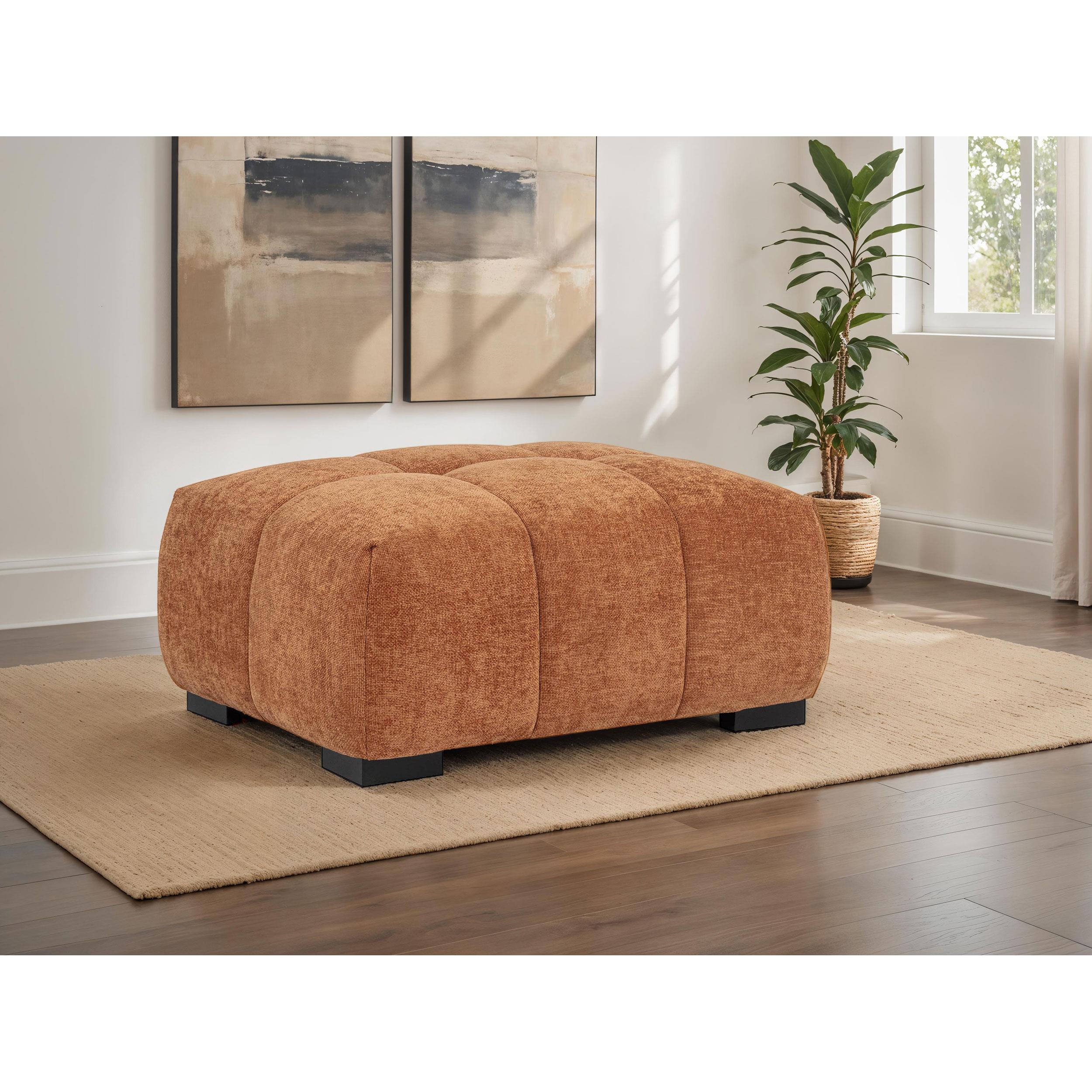  Coaster Furniture Octavia 509354 Upholstered Rectangular Ottoman - Orange IMAGE 3