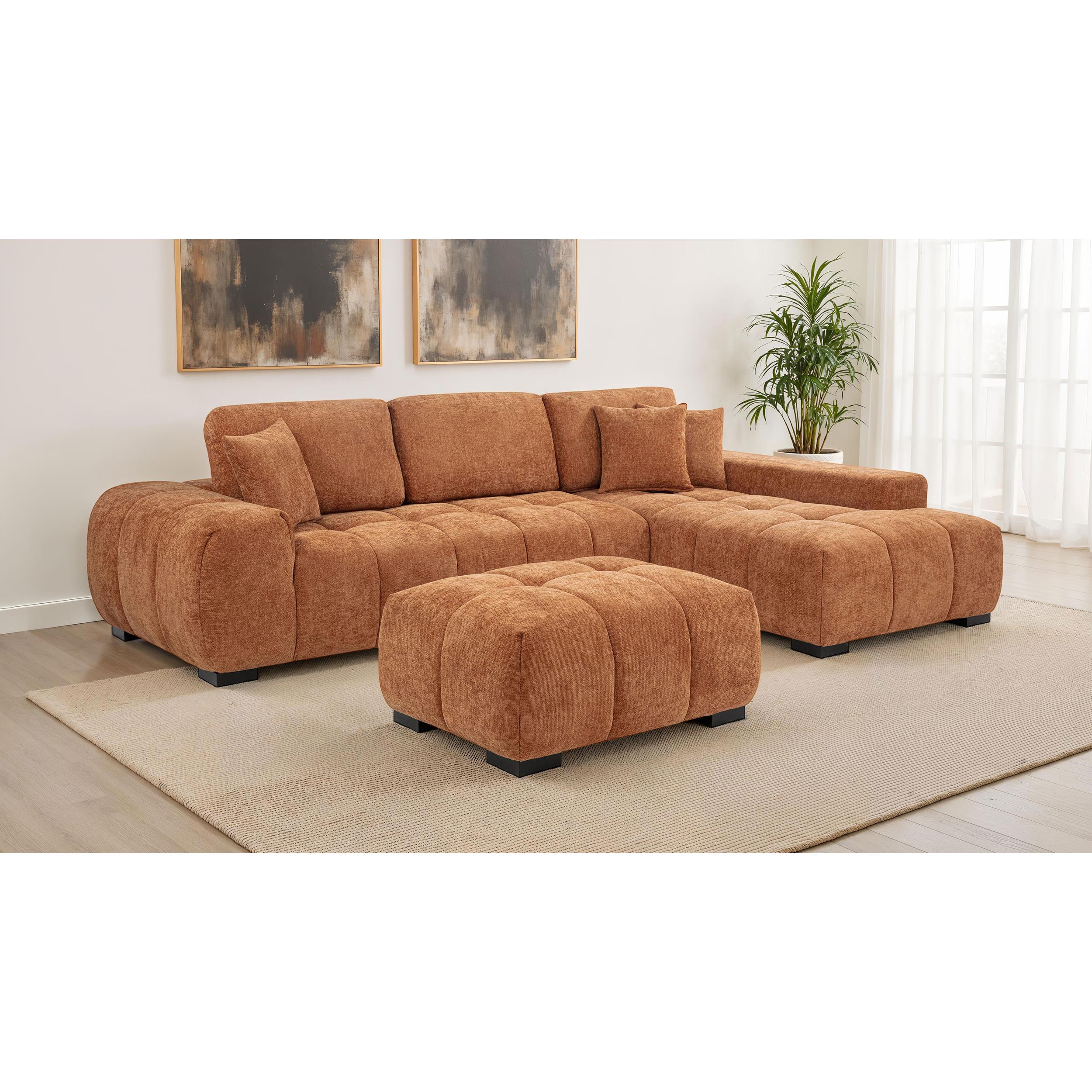  Coaster Furniture Octavia 509354 Upholstered Rectangular Ottoman - Orange IMAGE 6