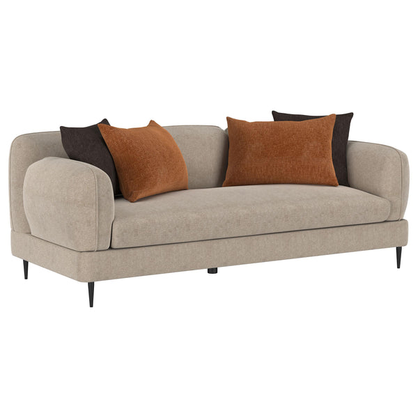 Coaster Furniture Jade 509411 Chenille Upholstered Sculpted Track Arm Sofa - Latte