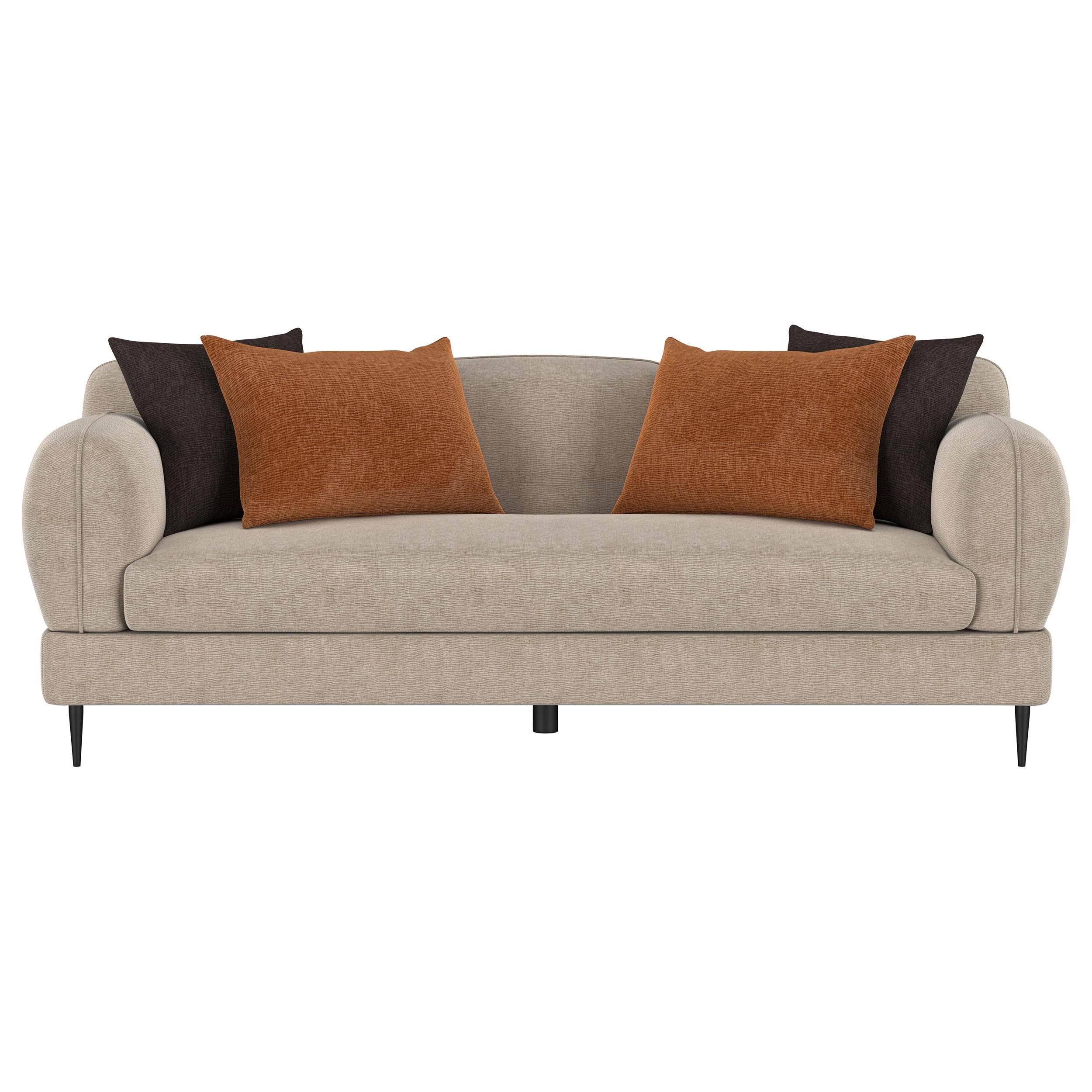 Coaster Furniture Jade 509411 Chenille Upholstered Sculpted Track Arm Sofa - Latte IMAGE 6