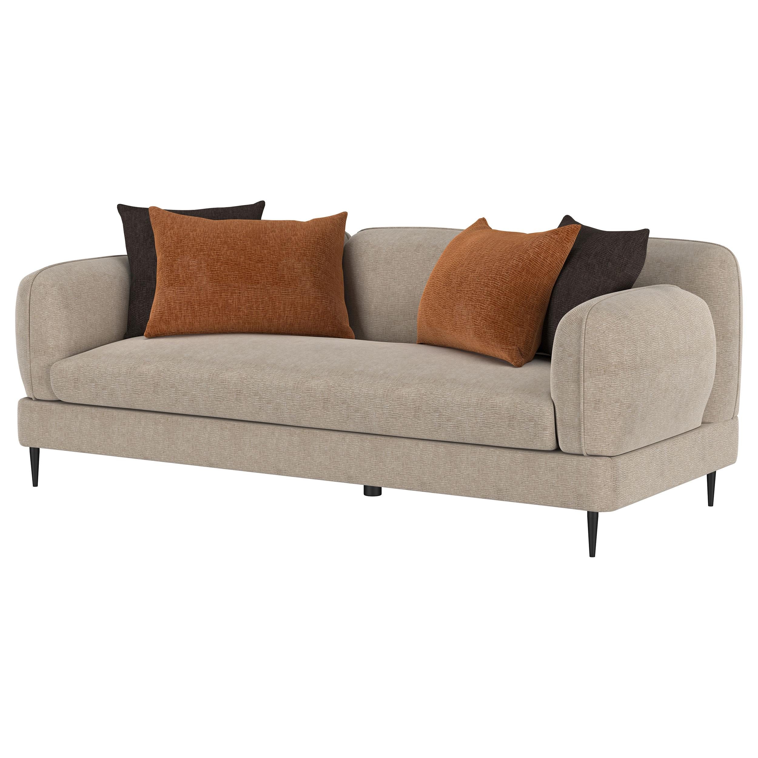  Coaster Furniture Jade 509411 Chenille Upholstered Sculpted Track Arm Sofa - Latte IMAGE 7