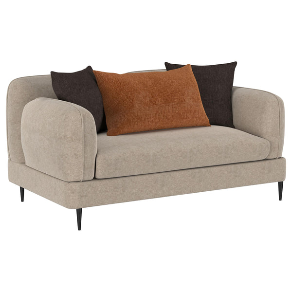 Coaster Furniture Jade 509412 Chenille Upholstered Sculpted Track Arm Loveseat - Latte
