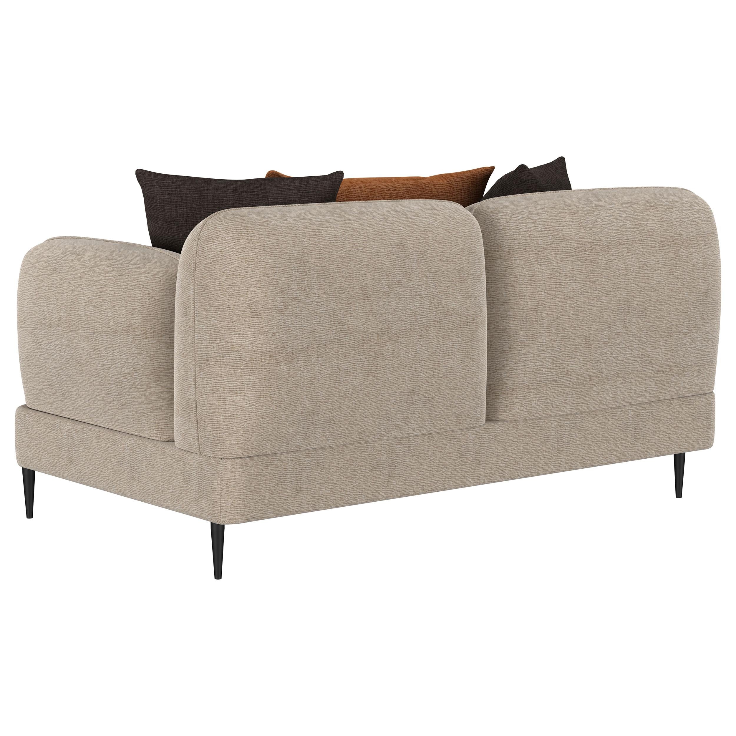  Coaster Furniture Jade 509412 Chenille Upholstered Sculpted Track Arm Loveseat - Latte IMAGE 2