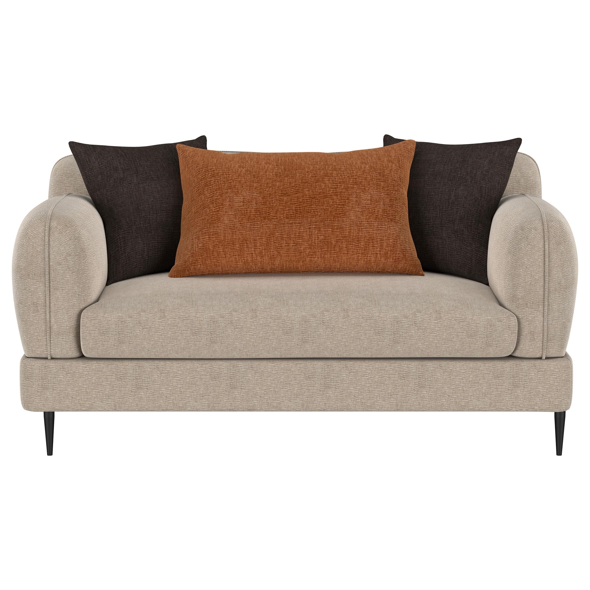 Coaster Furniture Jade 509412 Chenille Upholstered Sculpted Track Arm Loveseat - Latte IMAGE 5