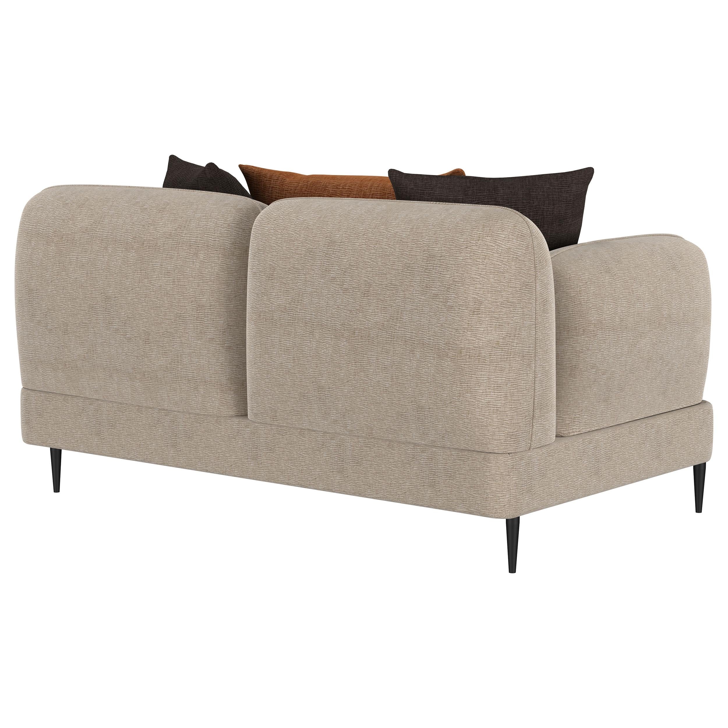  Coaster Furniture Jade 509412 Chenille Upholstered Sculpted Track Arm Loveseat - Latte IMAGE 6