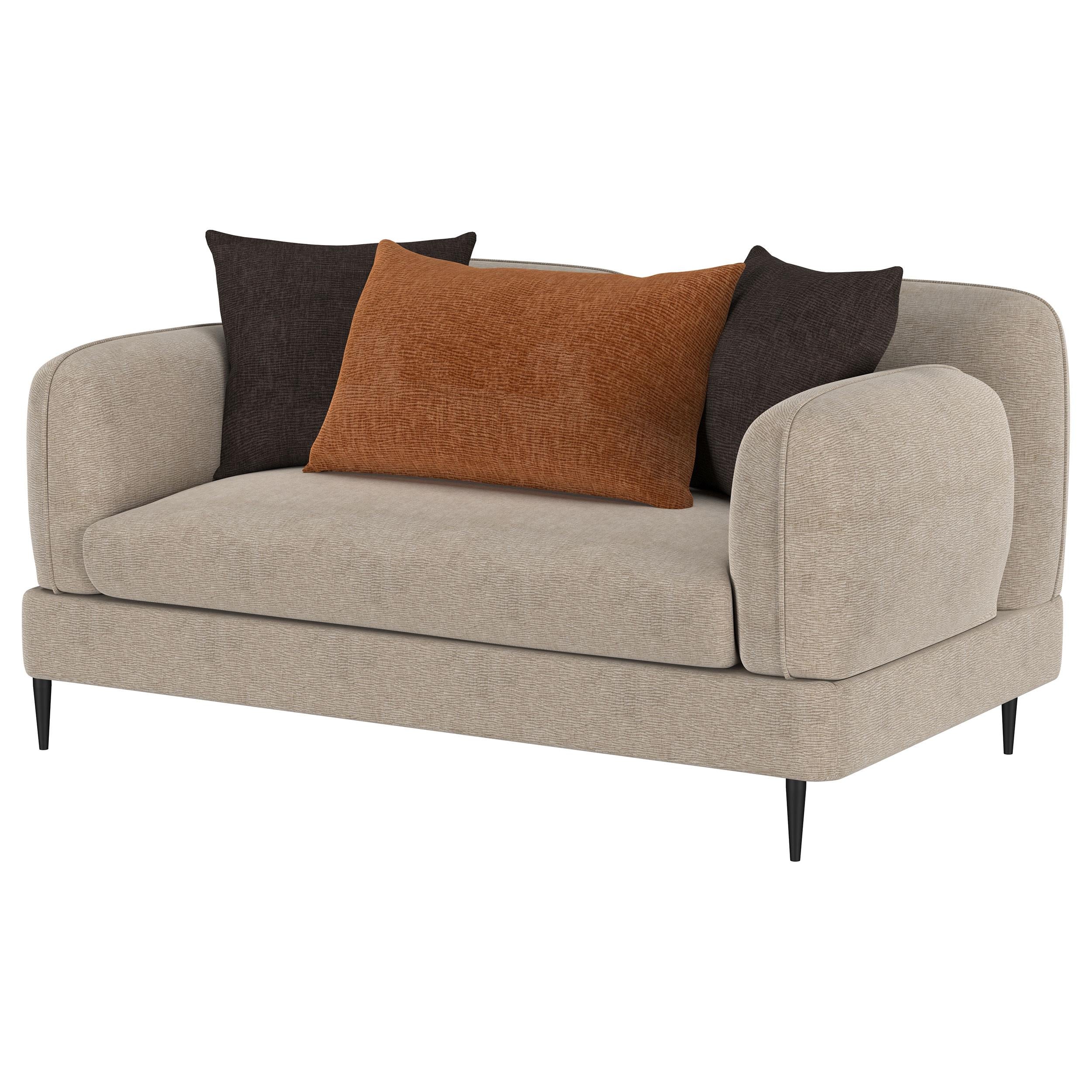  Coaster Furniture Jade 509412 Chenille Upholstered Sculpted Track Arm Loveseat - Latte IMAGE 7
