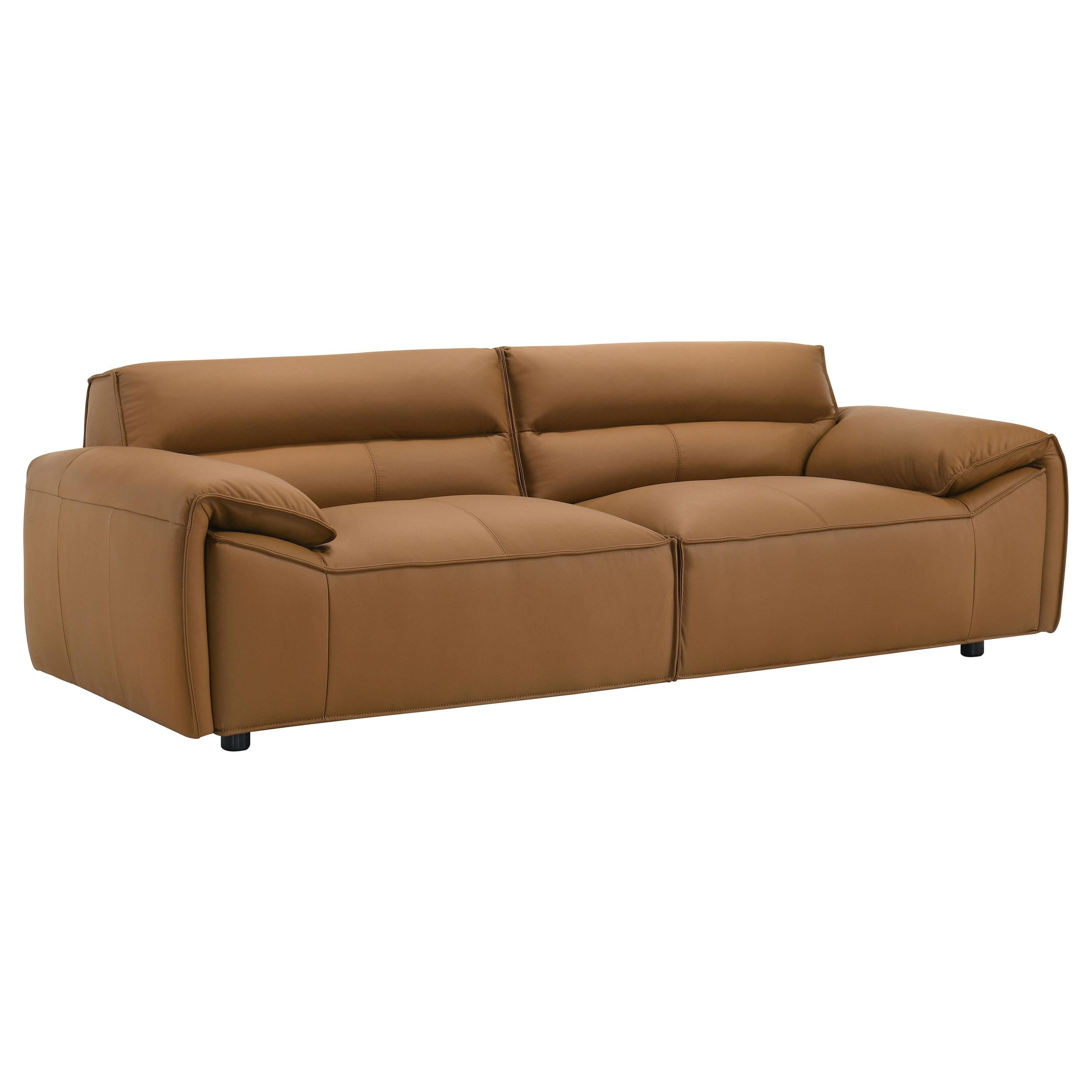  Coaster Furniture Buxton 509501 Top Grain Leather Upholstered Sofa - Orange IMAGE 1